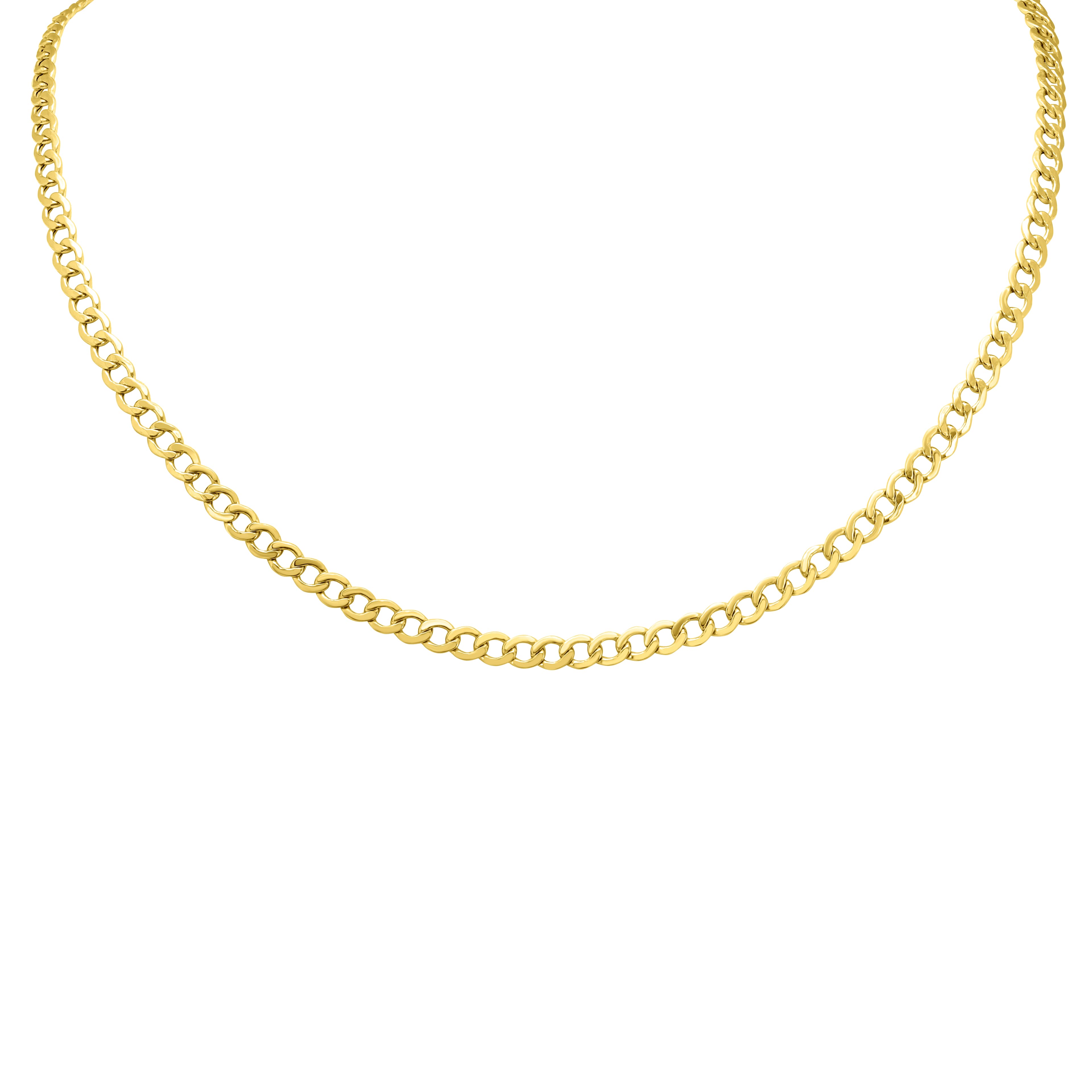 10K Yellow Gold 4.4mm Light Curb Chain with Lobster Clasp - 22 Inch