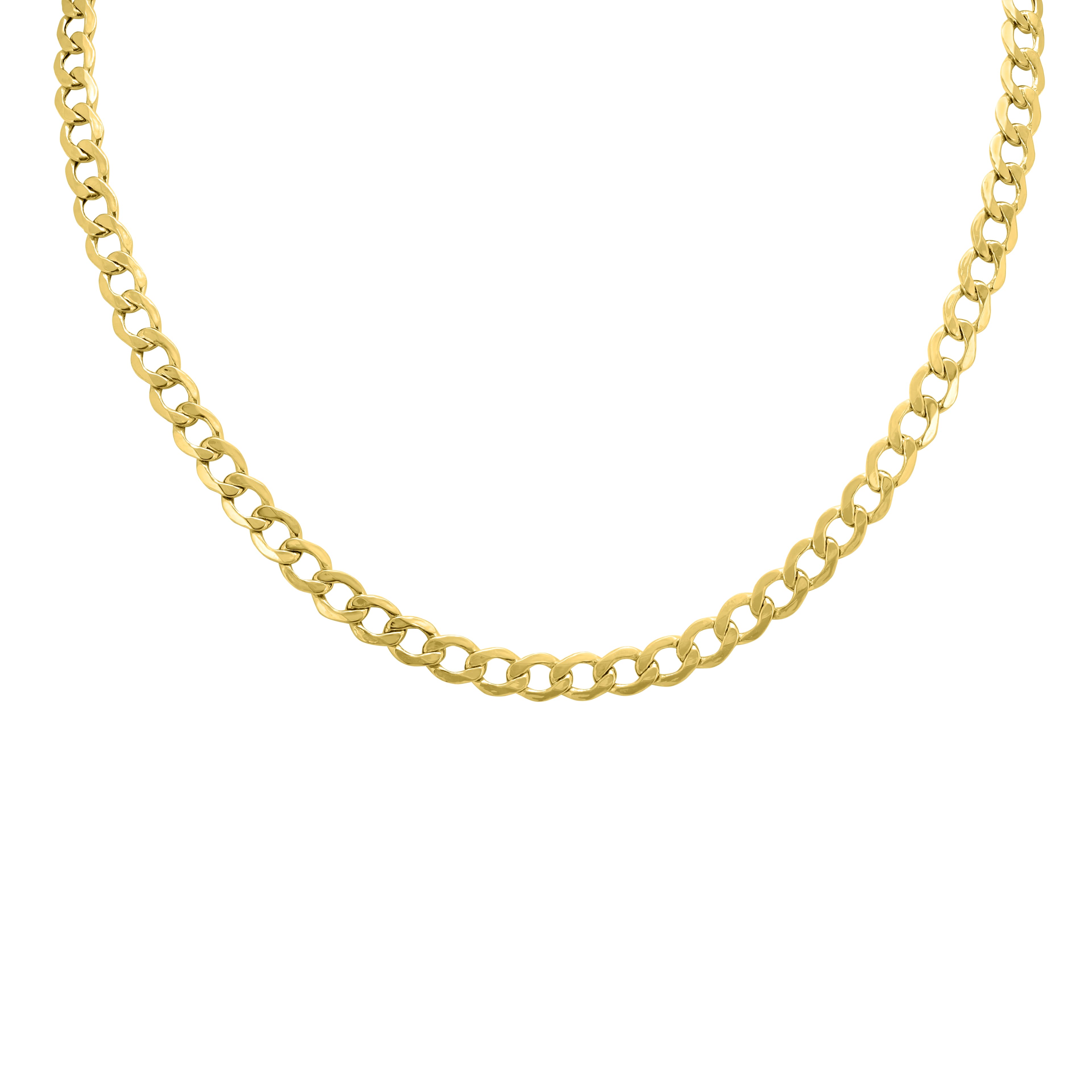 14K Yellow Gold 6.2mm Diamond Cut Lightweight Curb Chain with Lobster Clasp - 22 Inch