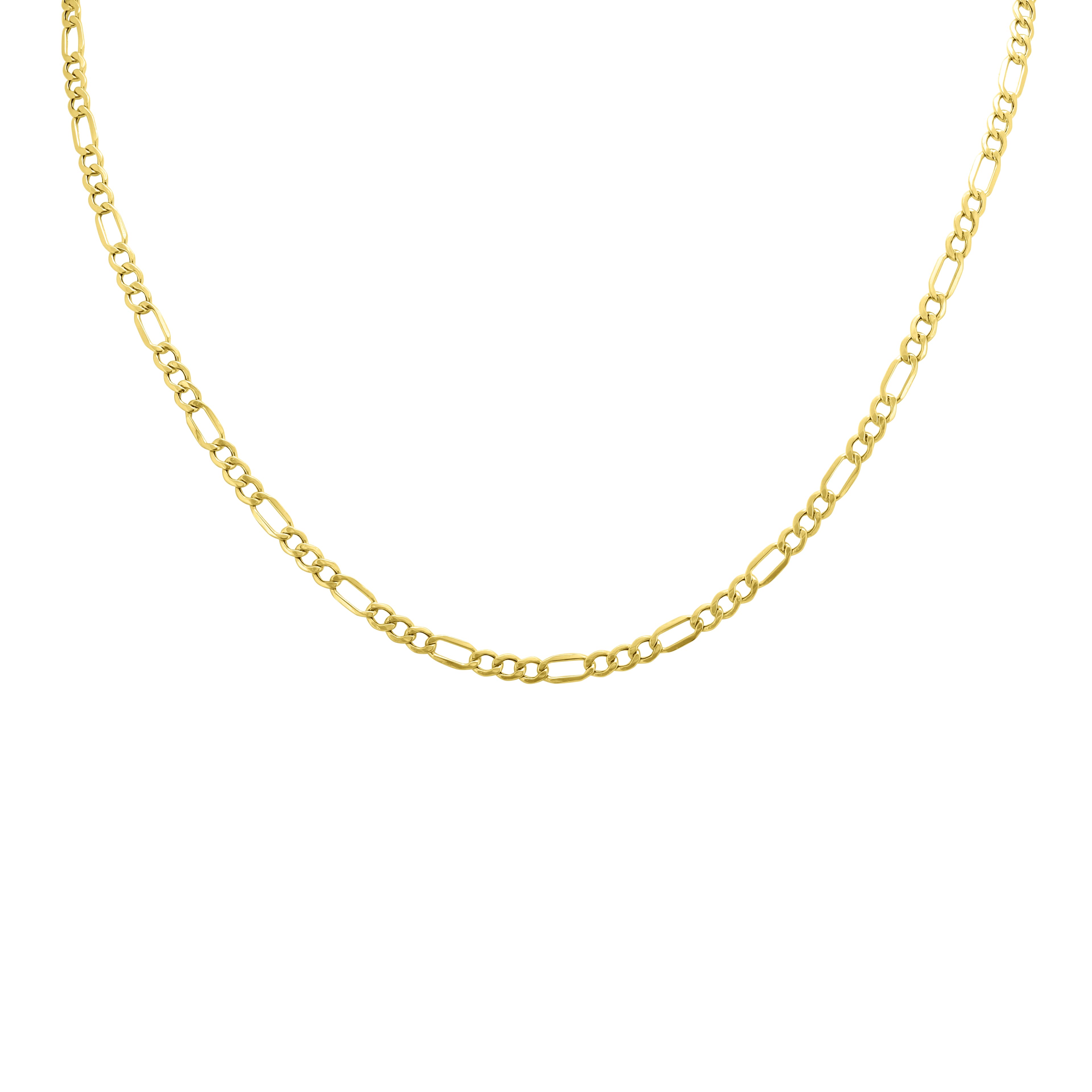 10K Yellow Gold 3.5mm Diamond Cut Oval Figaro Chain with Lobster Clasp - 20 Inch
