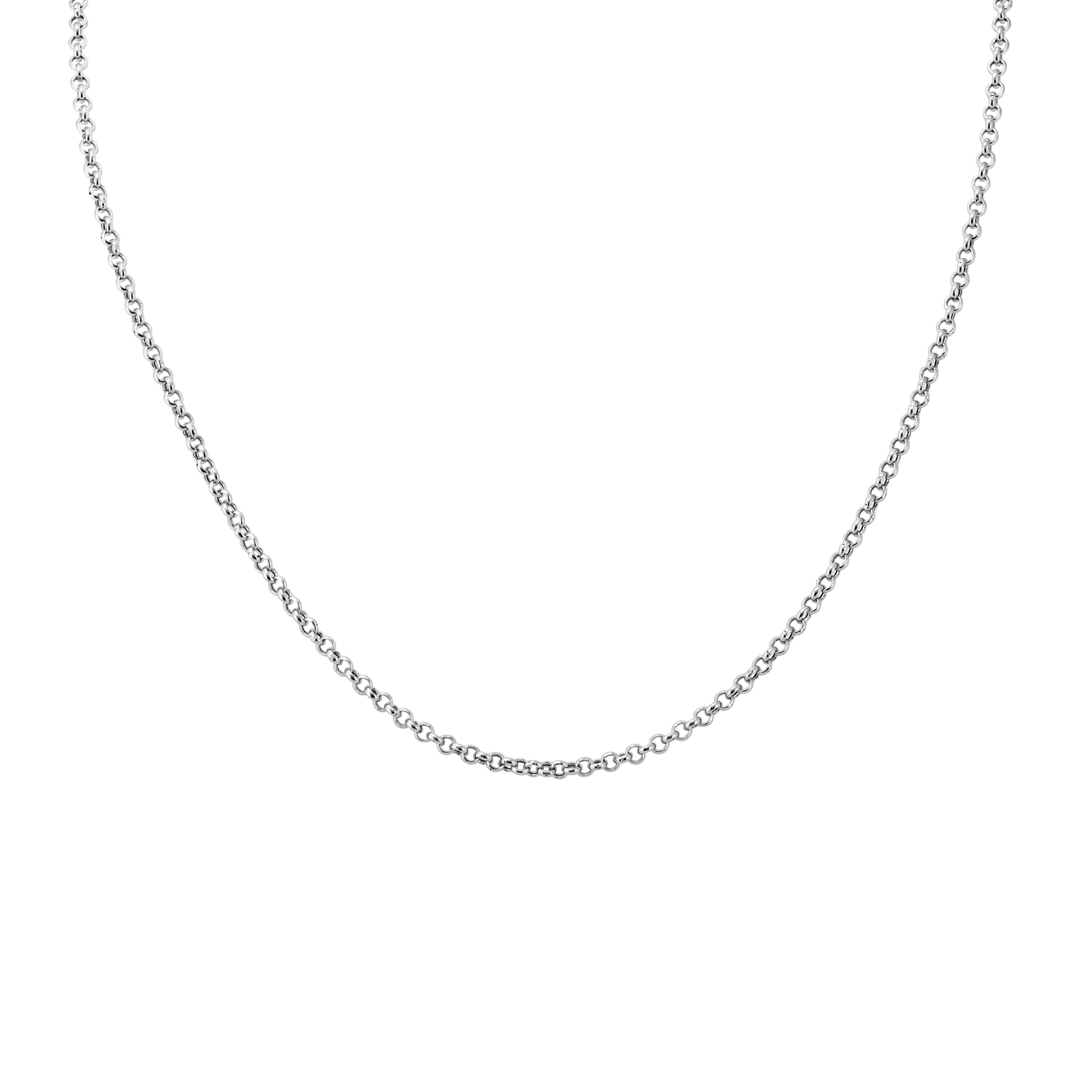 14K White Gold 2.3mm Rolo Chain with Lobster Clasp - 20 Inch