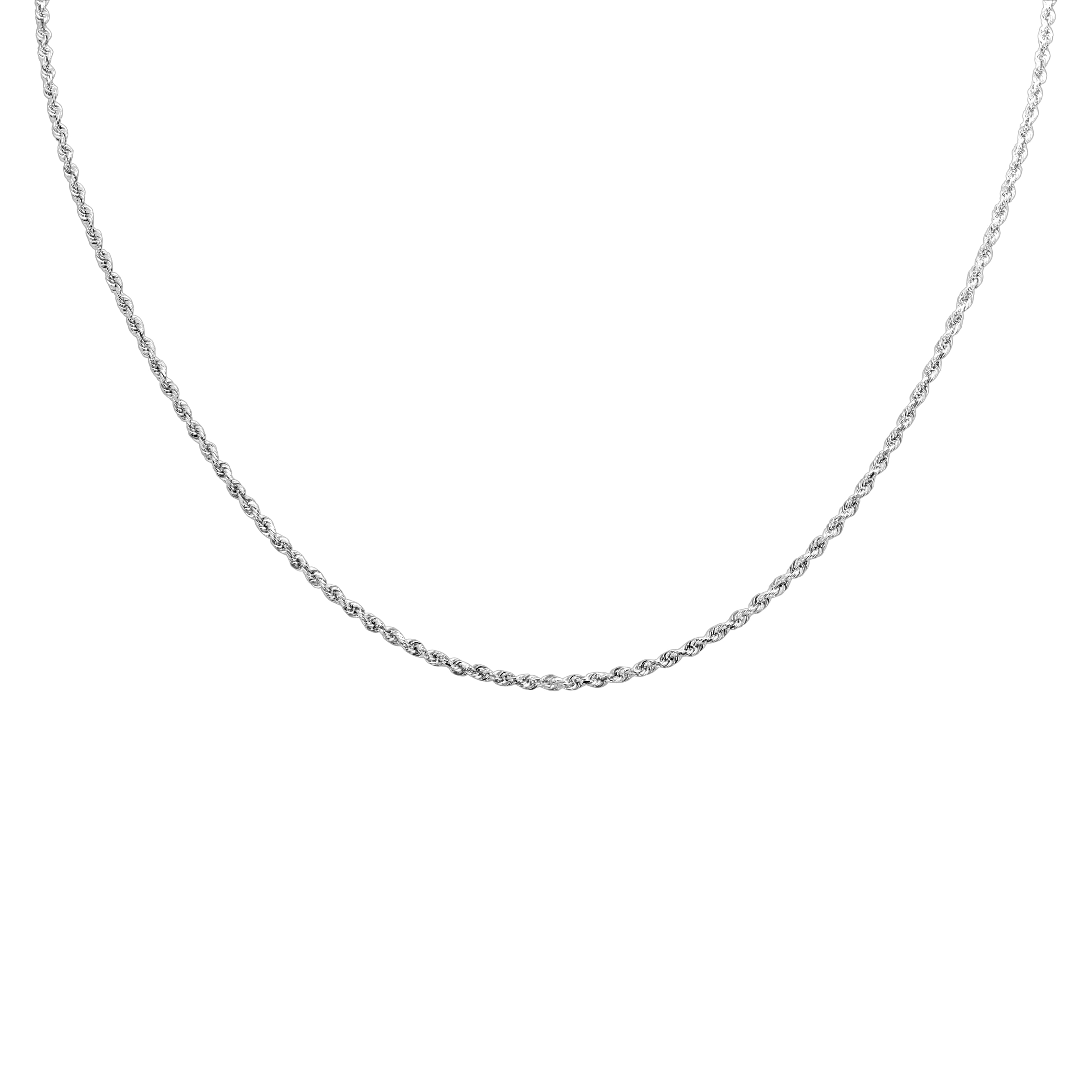 14K White Gold 2.25mm Diamond Cut Rope Chain with Lobster Clasp - 30 Inch