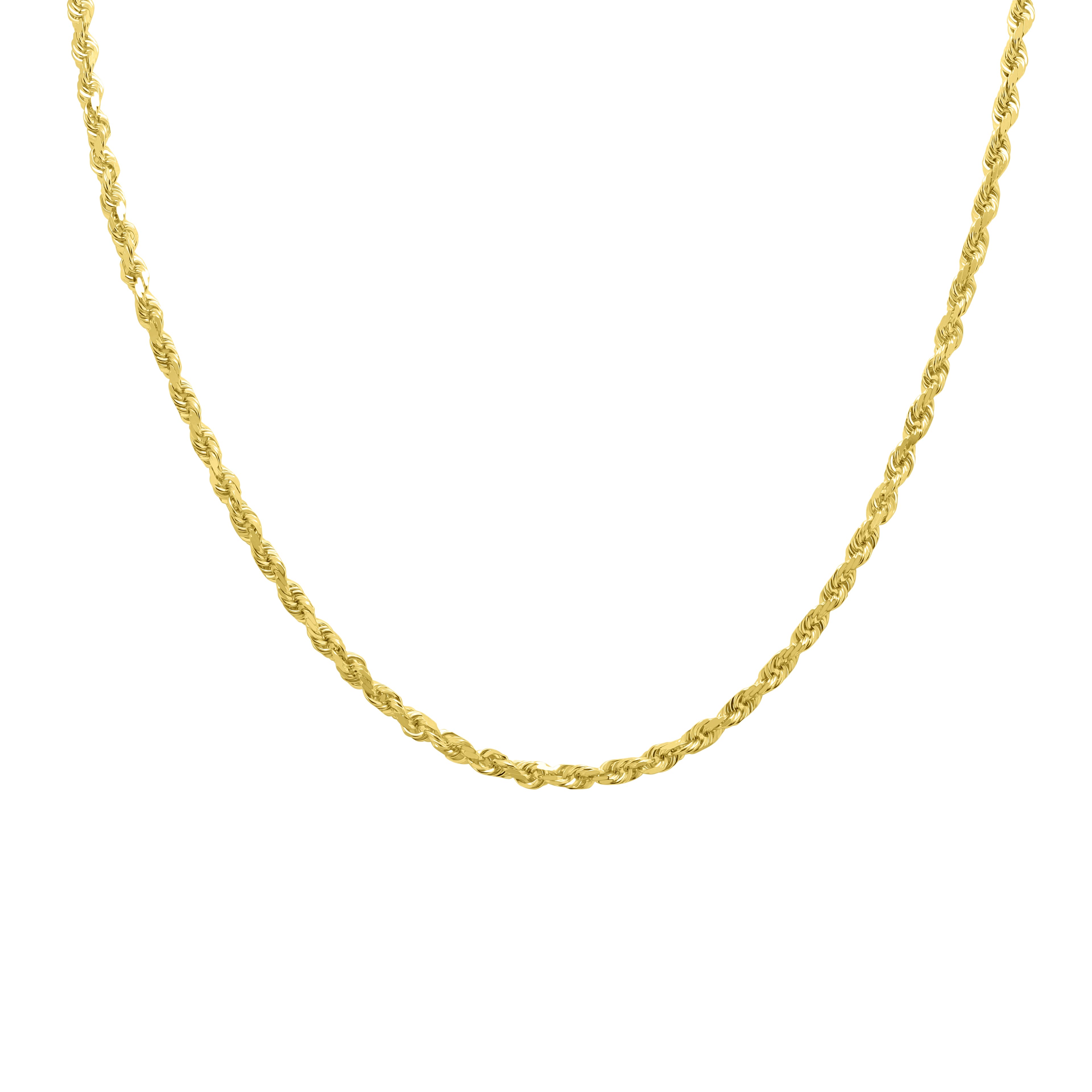 14K Yellow Gold 3.5mm Classic Diamond Cut Twisted Rope Chain with Lobster Clasp - 30 Inch