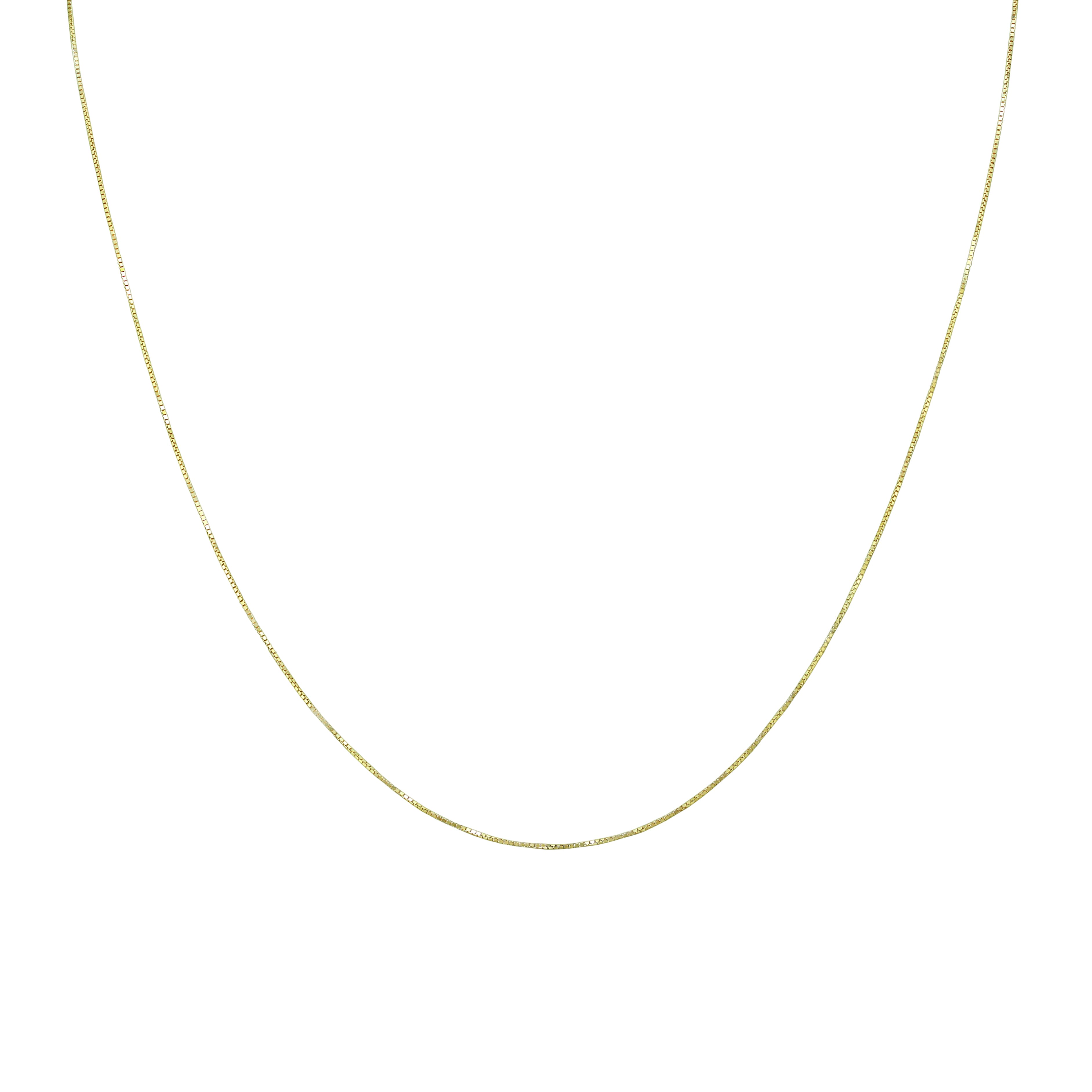 10K Yellow Gold 0.6mm Shiny Classic Box Chain with Spring Ring Clasp - 20 Inch