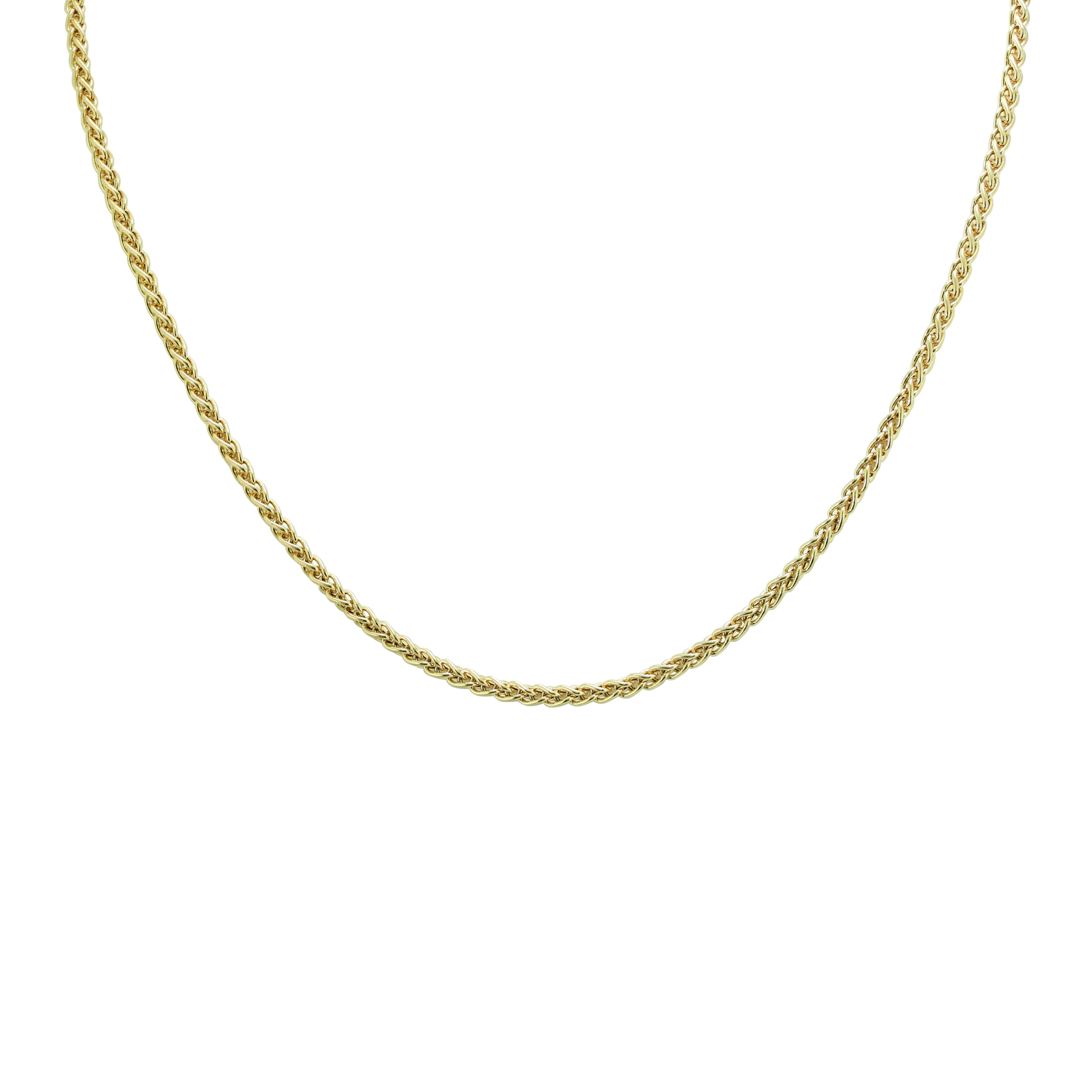 14K Yellow Gold 2.8mm Wheat Chain with Lobster Clasp - 18 Inch