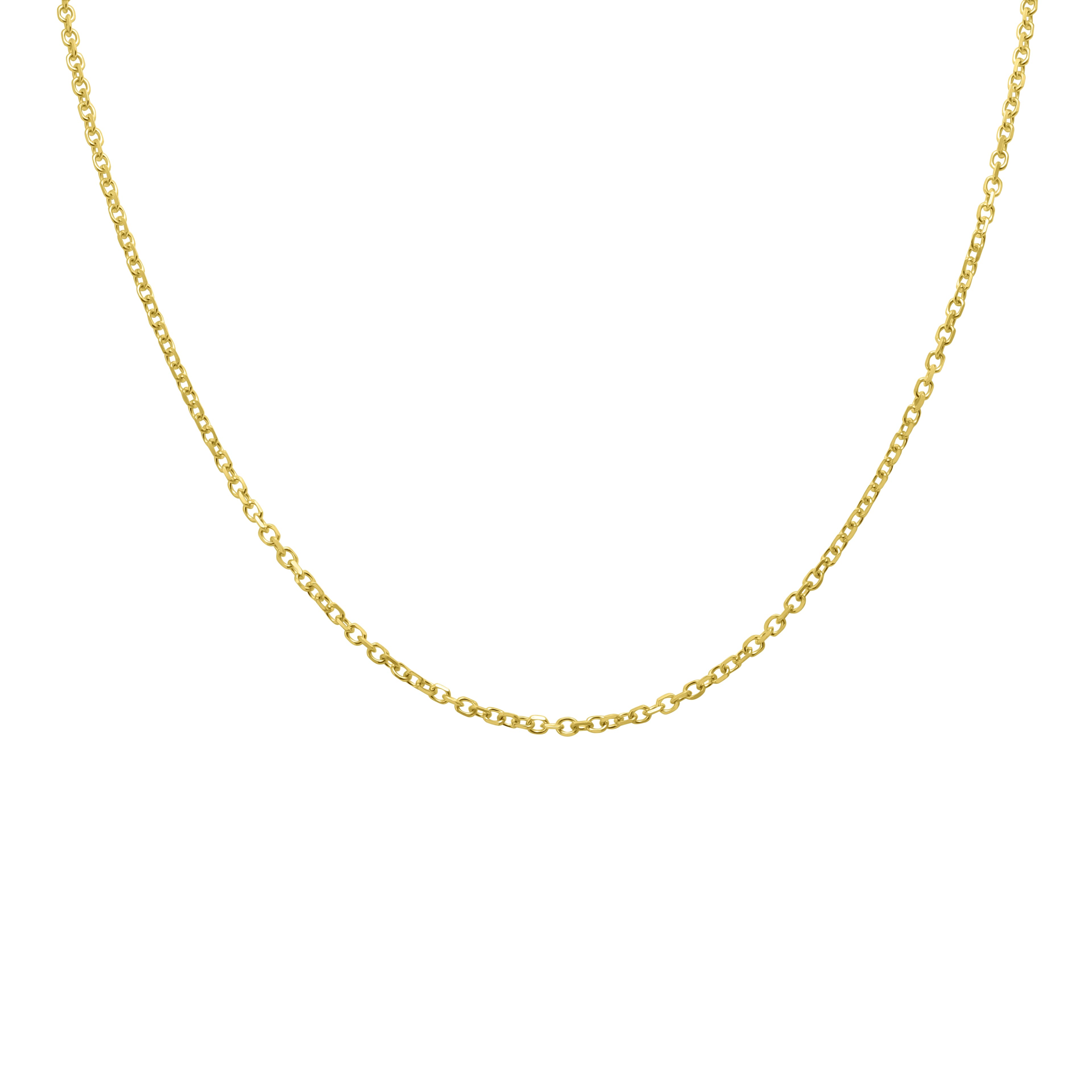 14K Yellow Gold 2.3mm Diamond Cut Oval Cable Chain with Lobster Clasp - 22 Inch