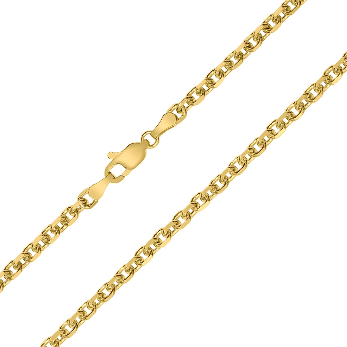 14K Yellow Gold 4mm Diamond Cut Classic Oval Cable Chain with Lobster Clasp - 22 Inch