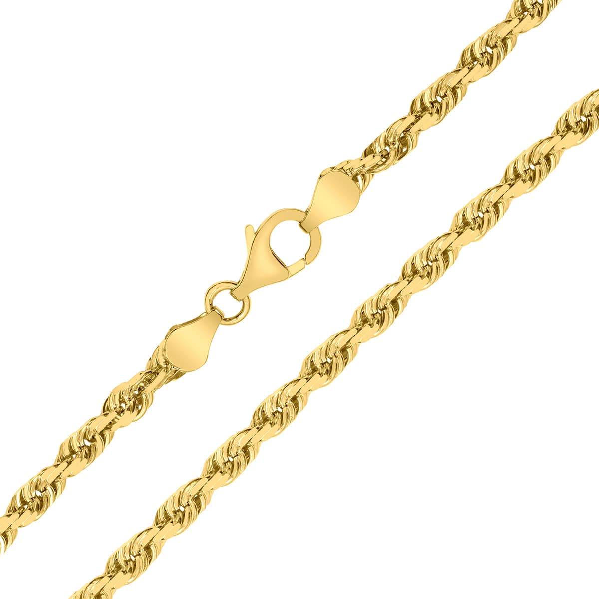 10K Yellow Gold 5mm Classic Diamond Cut Rope Chain with Lobster Clasp - 20 Inch
