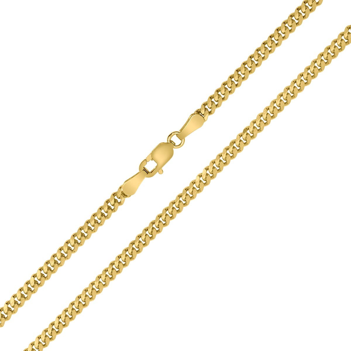 14K Yellow Gold 3mm Diamond Cut Gourmette Chain with Lobster Clasp - 22 Inch