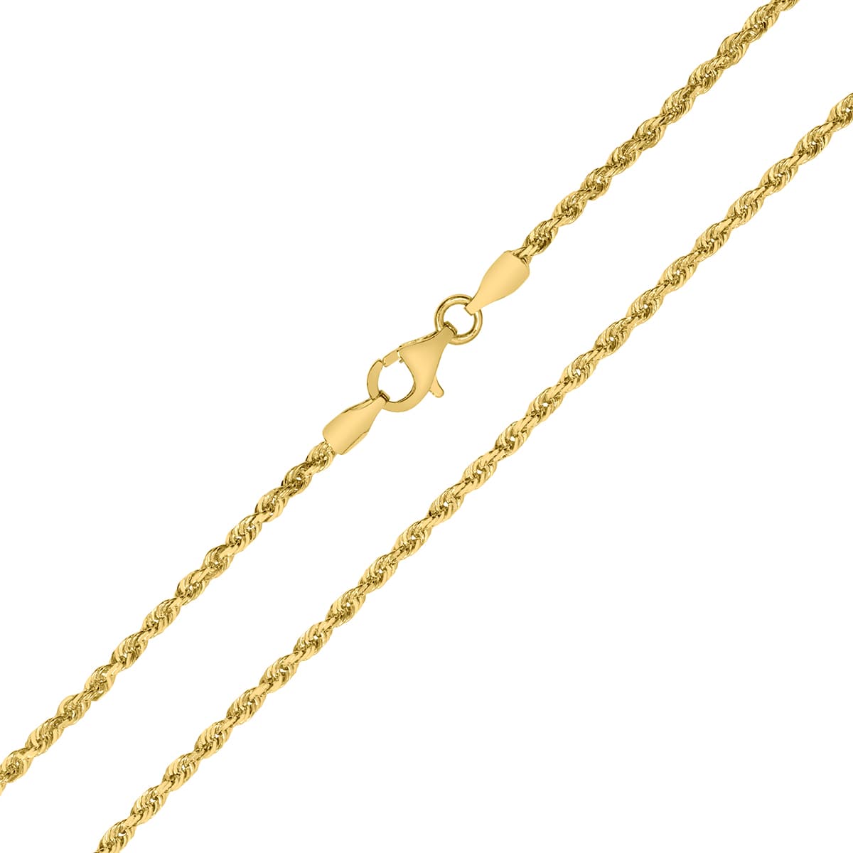 10K Yellow Gold 2.25mm Classic Diamond Cut Rope Chain with Lobster Clasp - 18 Inch