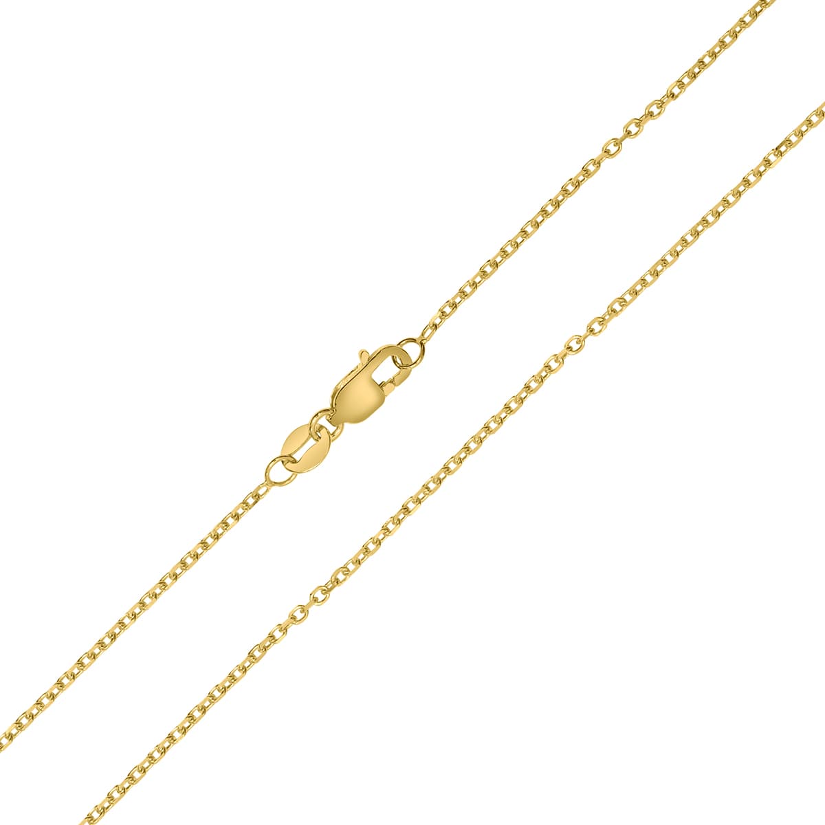 14K Yellow Gold 1.4mm Diamond Cut Oval Cable Chain with Lobster Clasp - 20 Inch