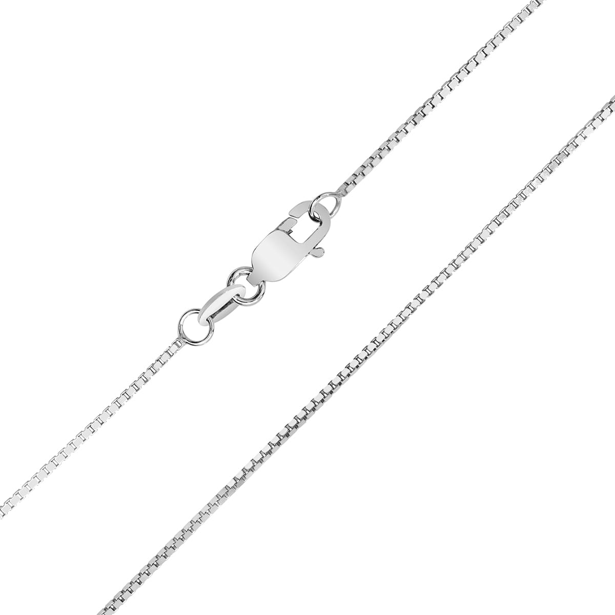 10K White Gold 0.8mm Box Chain with Lobster Clasp - 22 Inch