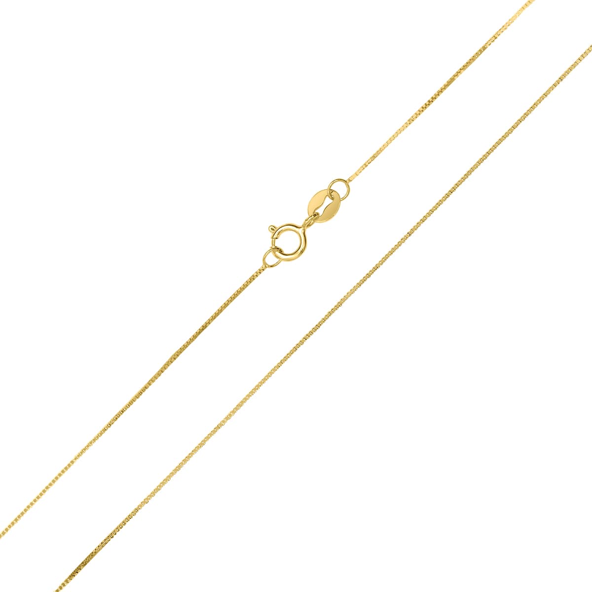10K Yellow Gold 0.45MM Shiny Box Chain with Spring Ring Clasp - 20 Inch