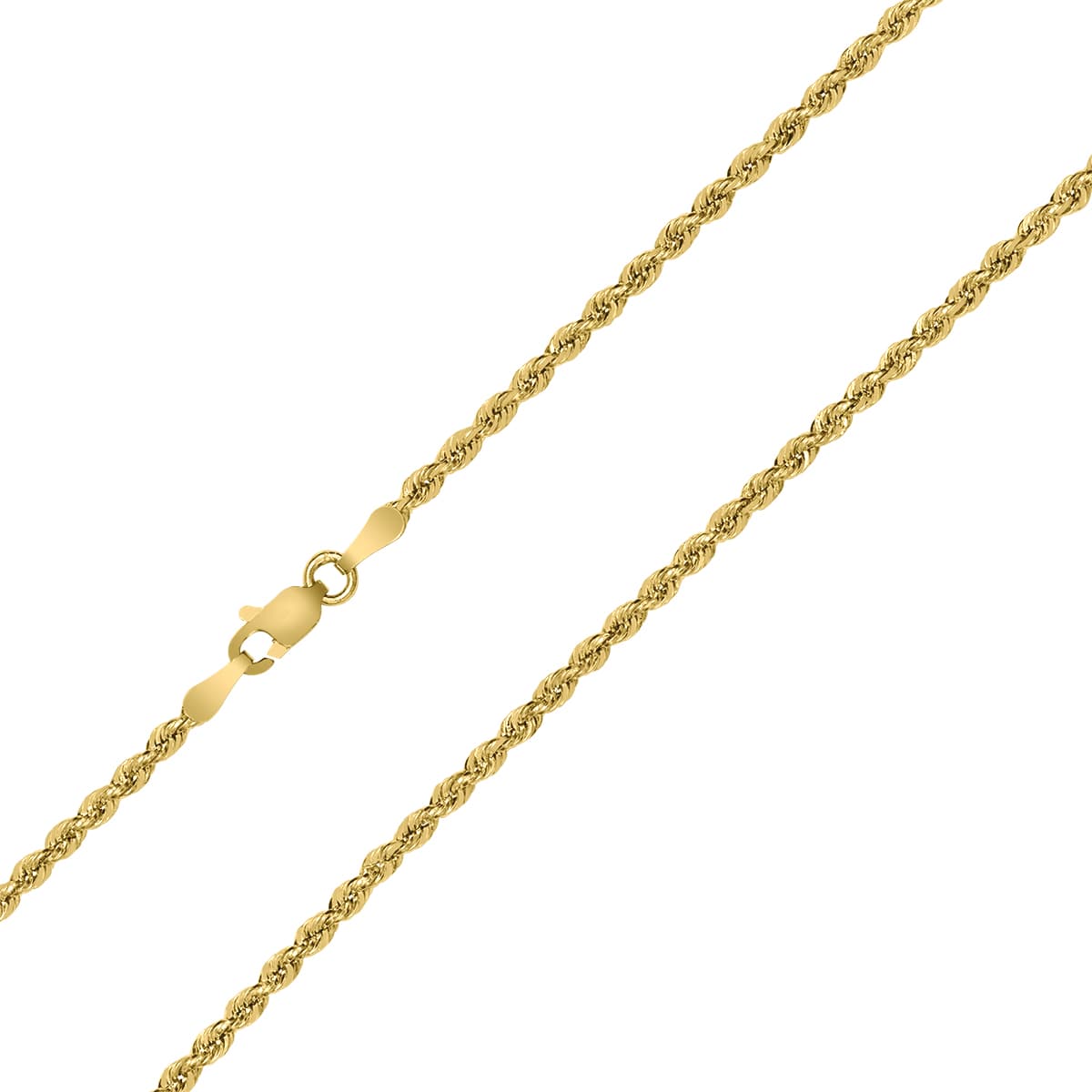 10K Yellow Gold 2MM Sparkle Rope Chain With Lobster Clasp - 24 Inch
