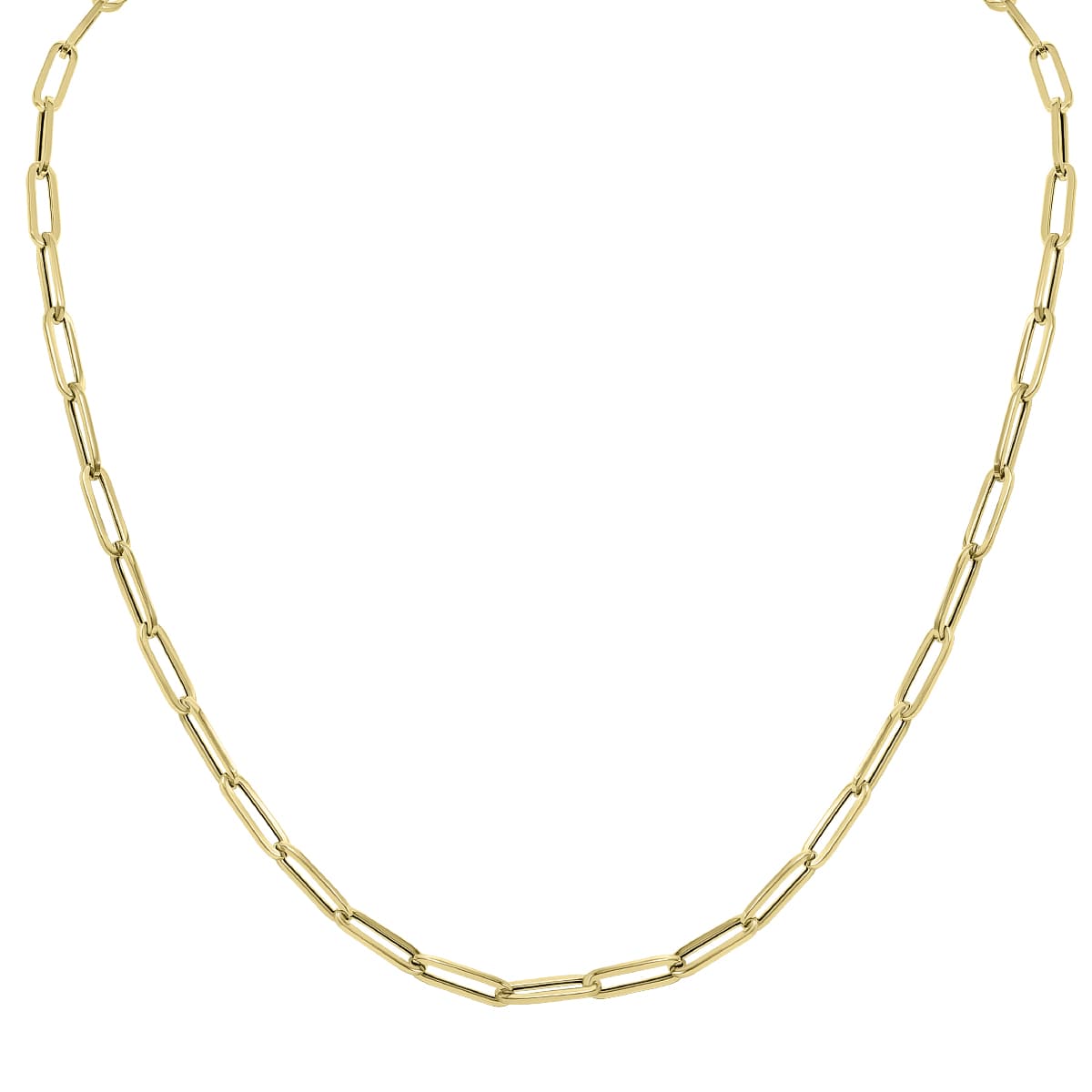 10K Yellow Gold 4.2MM Lite Paperclip Chain With Lobster Clasps - 18 Inch