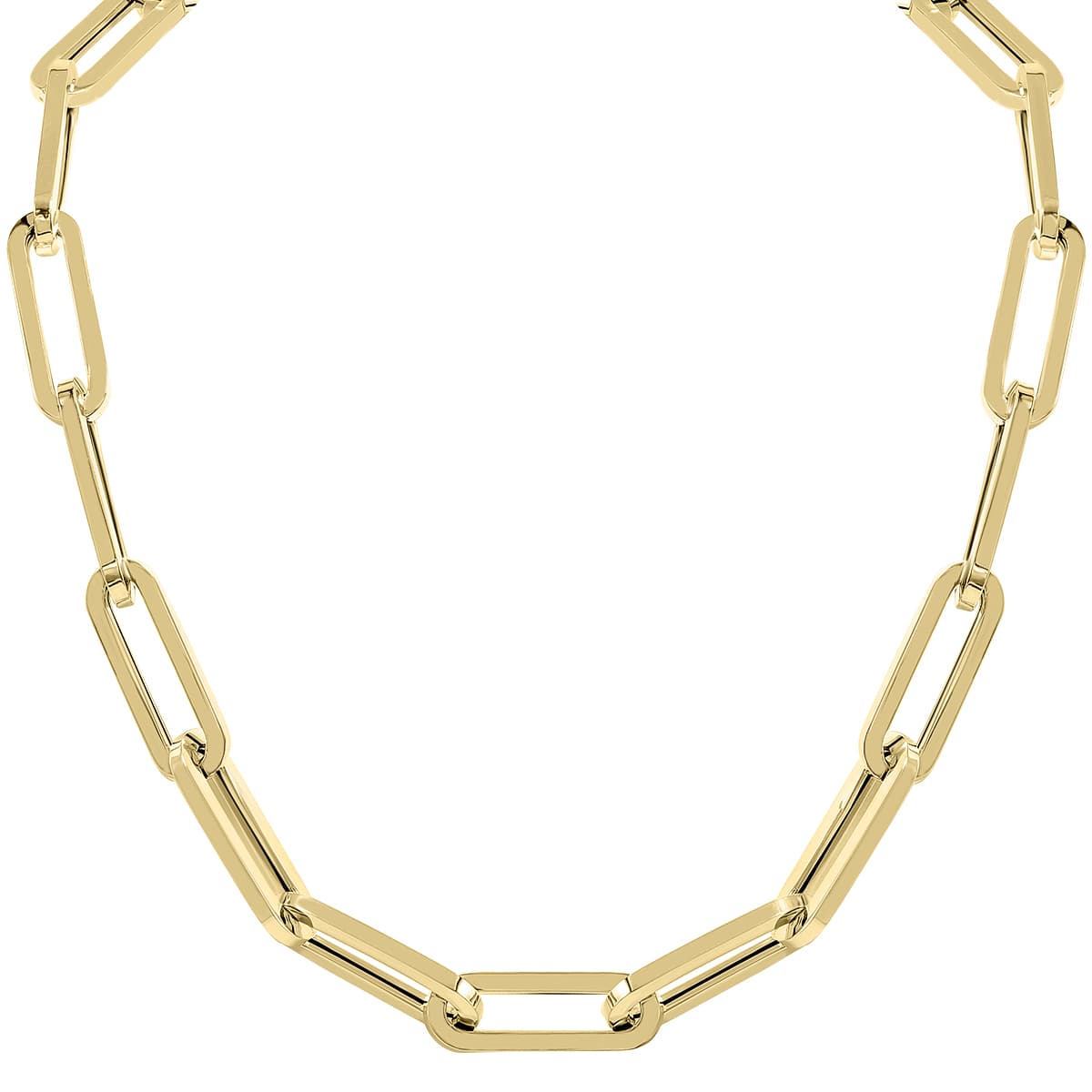 14K Yellow Gold Chunky Paperclip Necklace With a Lobster Clasp - 18 Inch