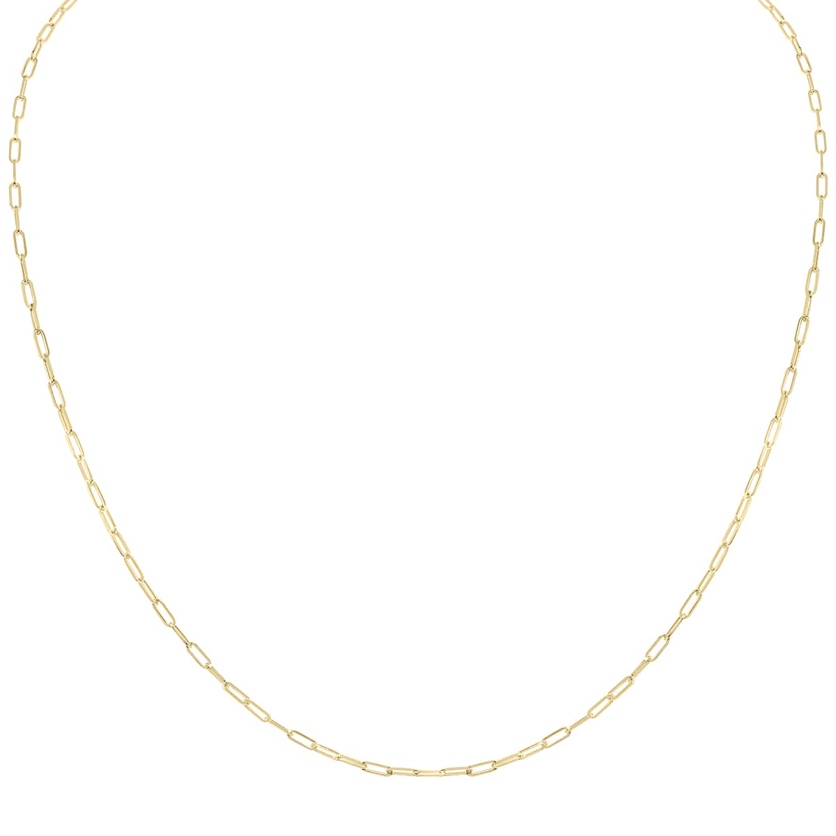 14K Yellow Gold 1.5MM Dainty Paperclip Necklace With Lobster Clasp - 16 Inch