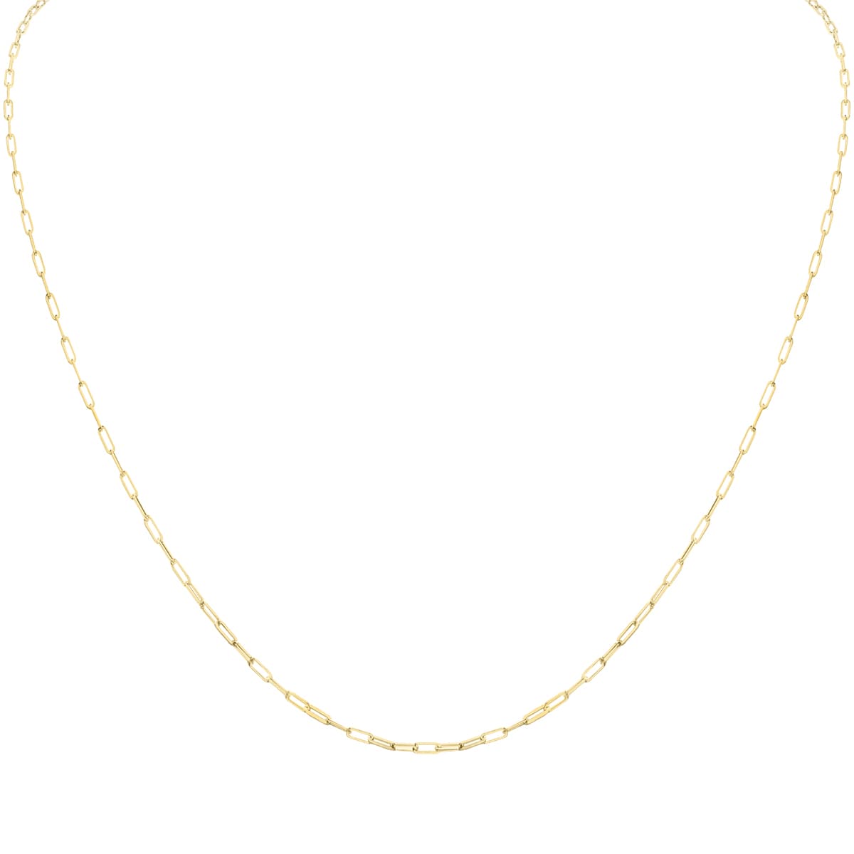 14K Yellow Gold 1.5MM Paperclip Necklace With Lobster Clasp - 20 Inch