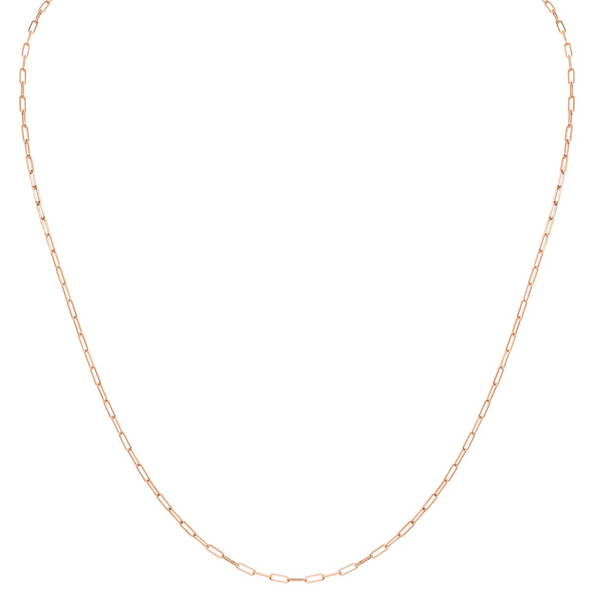 14K Pink Gold 1.5MM Dainty Paperclip Necklace With Lobster Clasp - 18 Inch