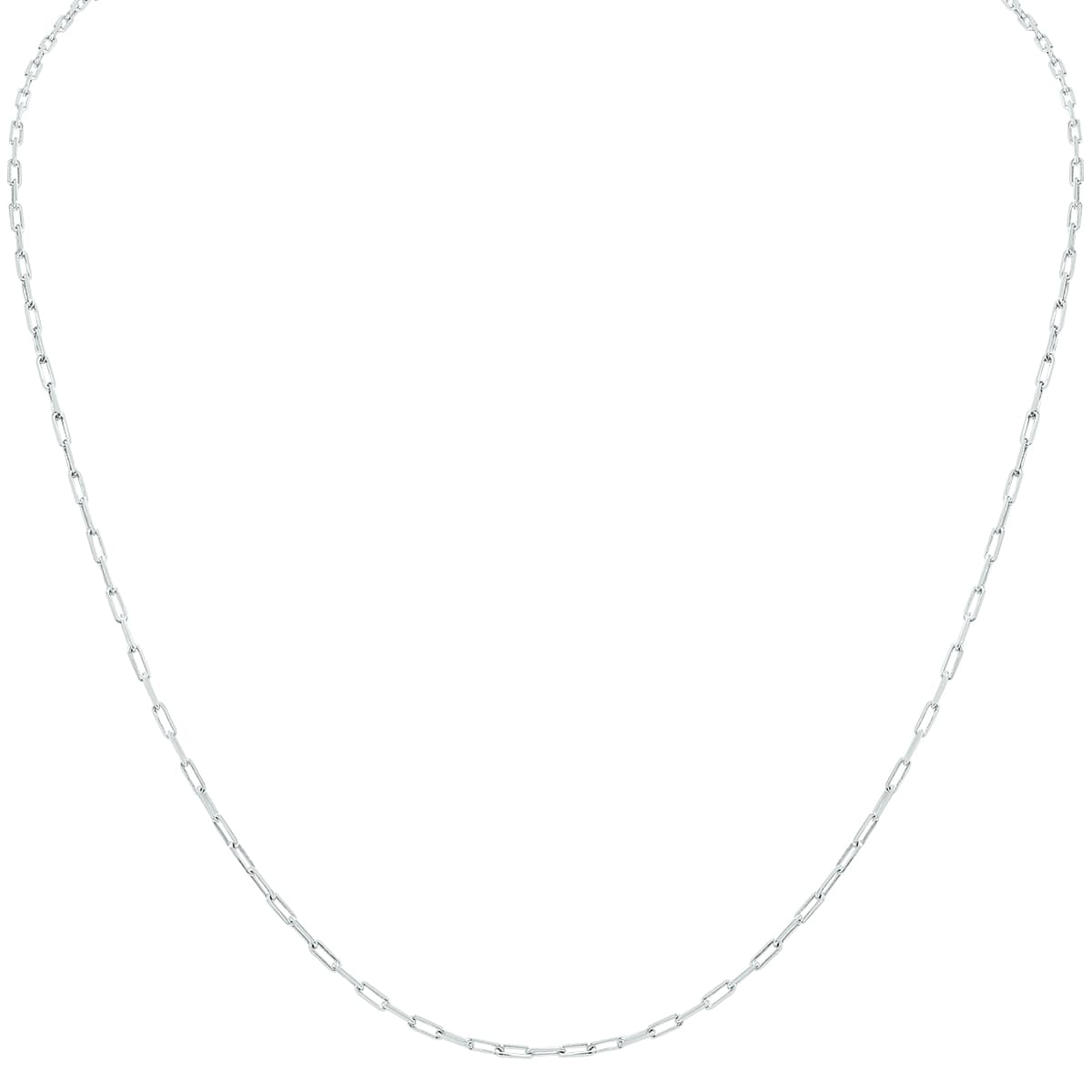 Silver Rhodium 1.8MM Dainty Diamond Cut Paperclip Necklace With Lobster Clasp - 30 Inch