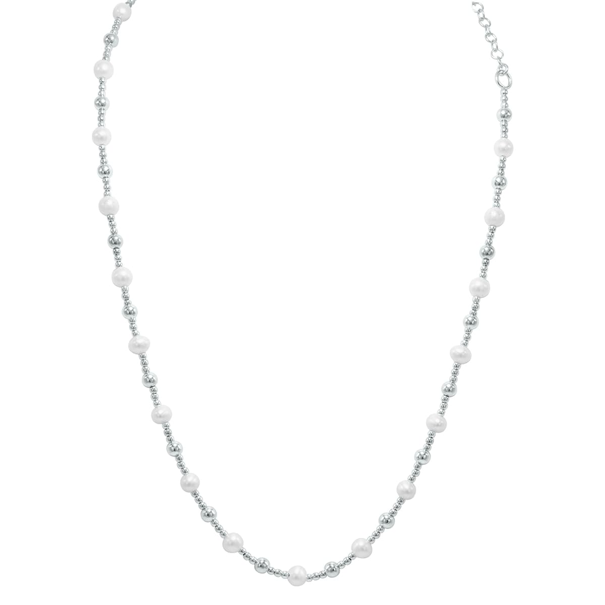 Silver Drop Bead Chain with Lobster Clasp - 18 Inch