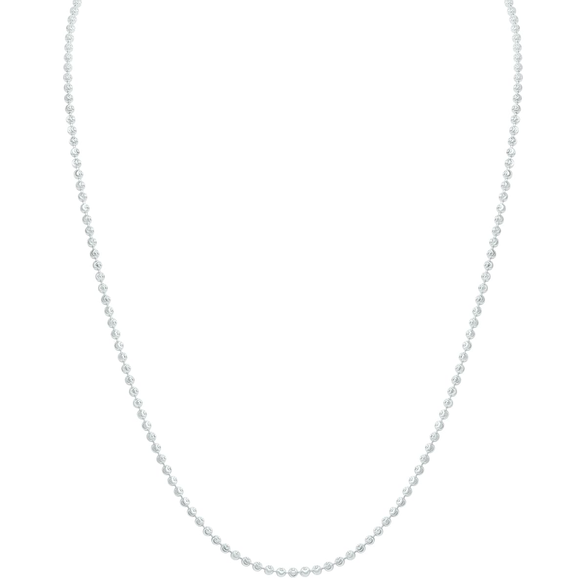 Sterling Silver 2.5mm Moon-cut Bead Chain with Lobster Clasp - 18 Inch