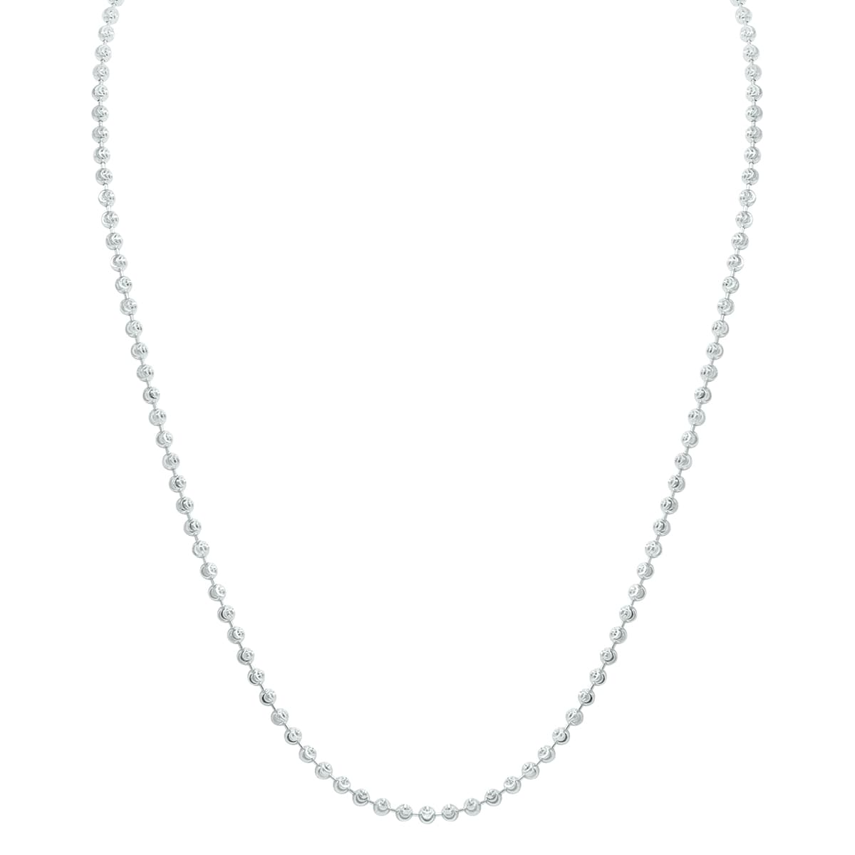 Sterling Silver 3MM Moon-Cut Bead Chain with Lobster Clasp - 18 Inch