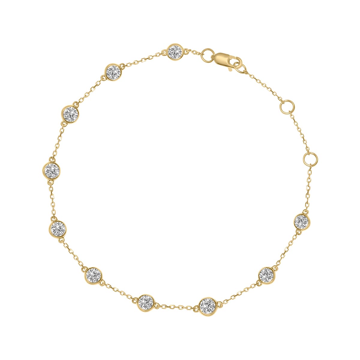 2 Carat TW Bezel Set Lab Grown Diamond Station Bracelet in 14K Yellow Gold
