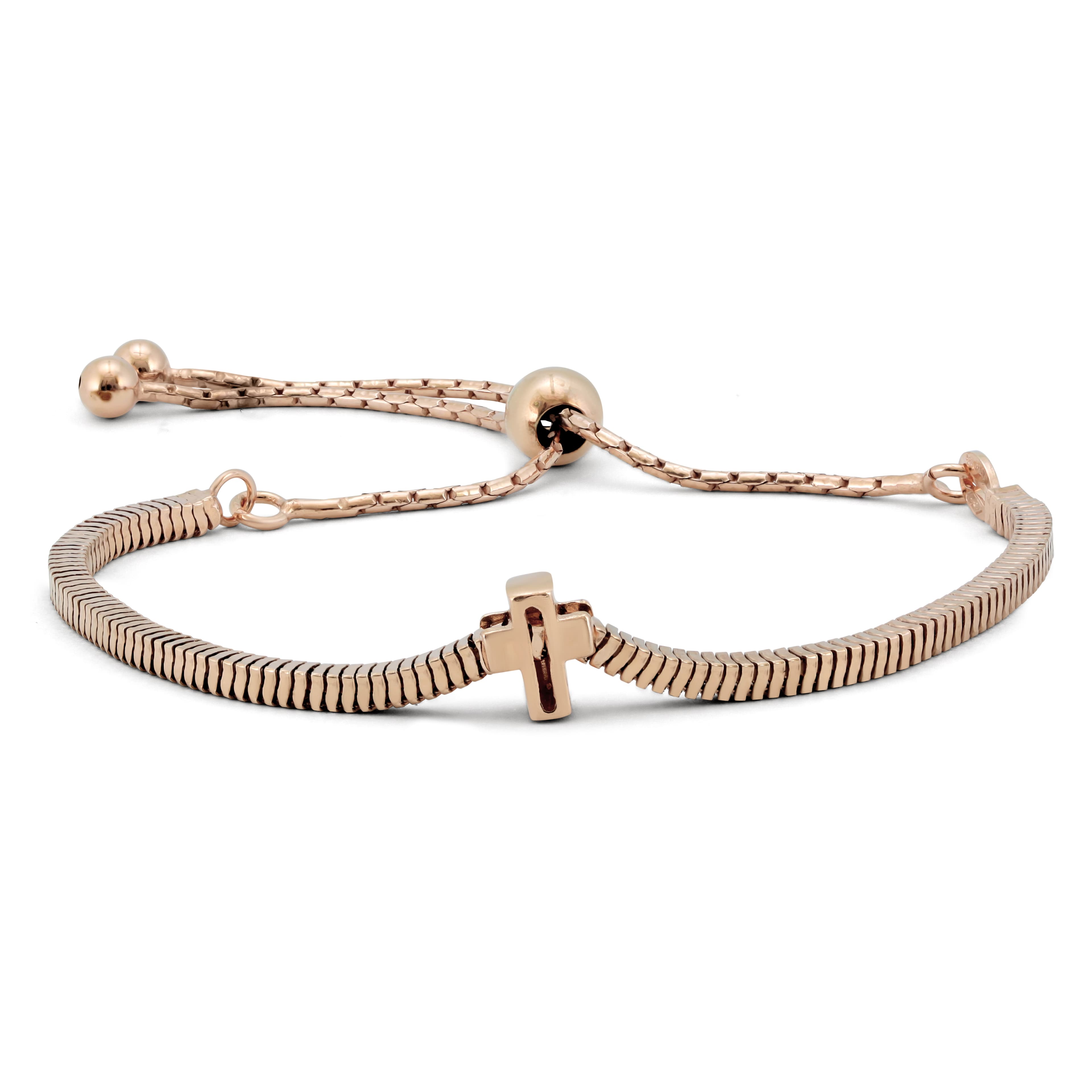 Cross Bolo Bracelet in Plated.925 Sterling Silver