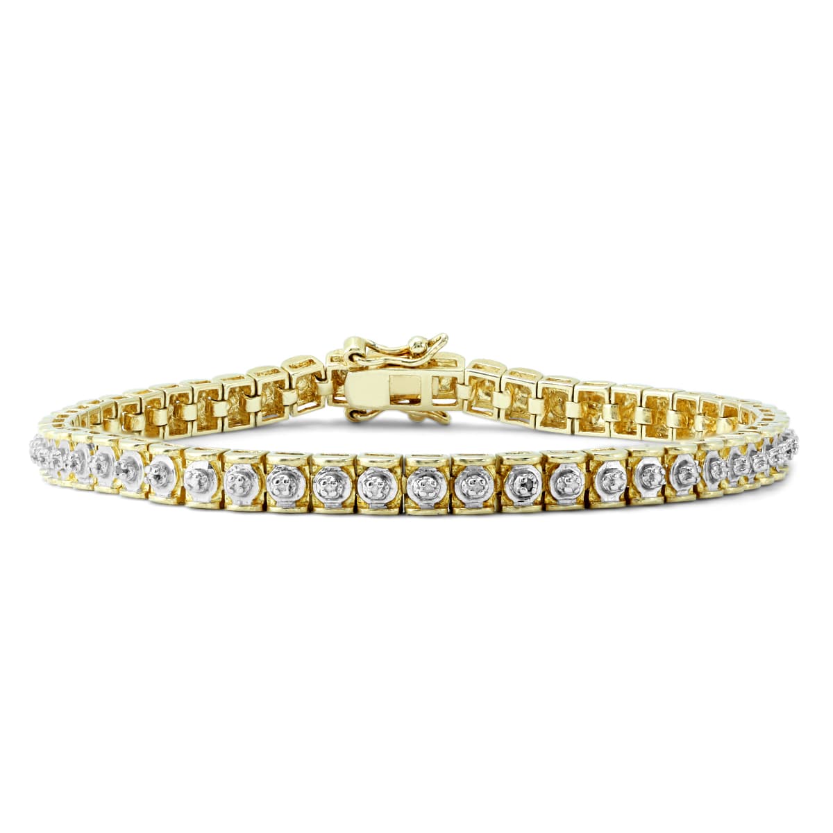 Diamond Accent Tennis Bracelet in.925 Sterling Silver with Yellow Plating