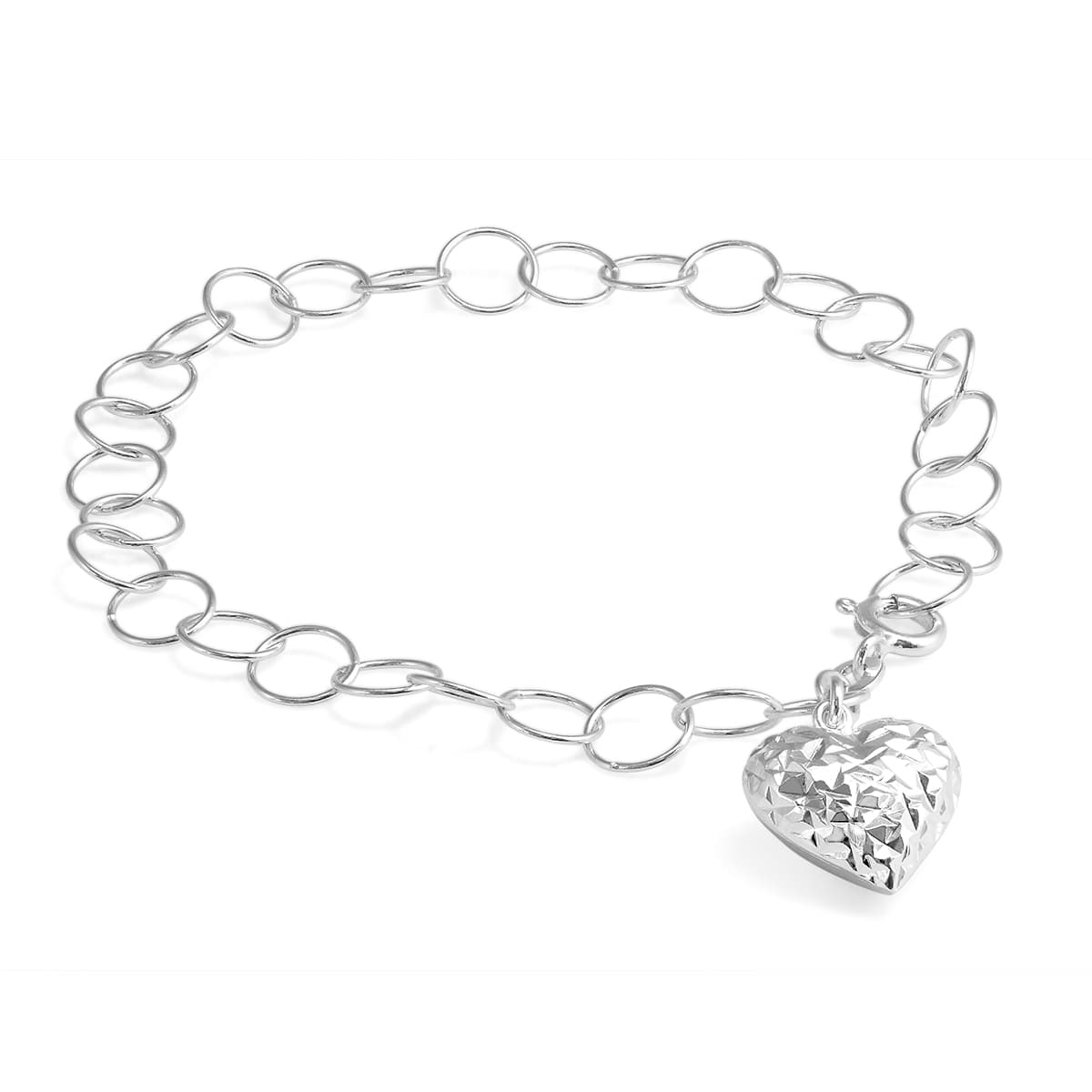 Heart Charm Bracelet in Plated.925 Sterling Silver