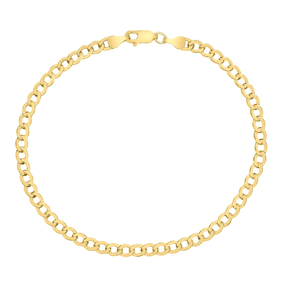 14K Yellow Gold Filled 4.1MM Curb Link Bracelet with Lobster Clasp