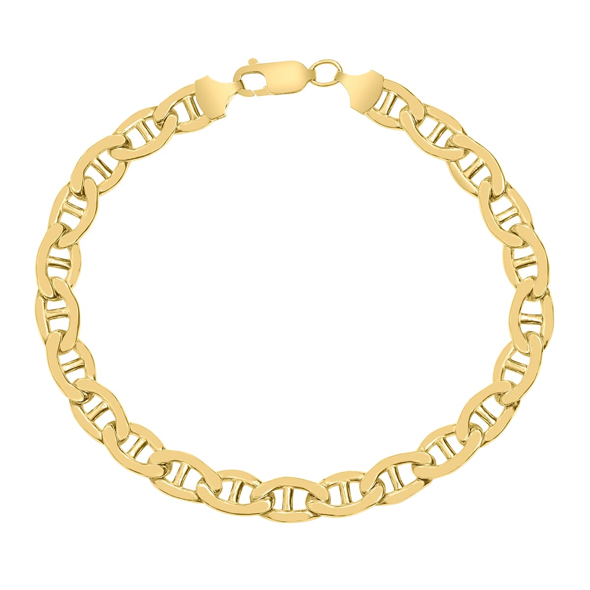 14K Yellow Gold Filled 7.4MM Mariner Link Chain Bracelet with Lobster Clasp
