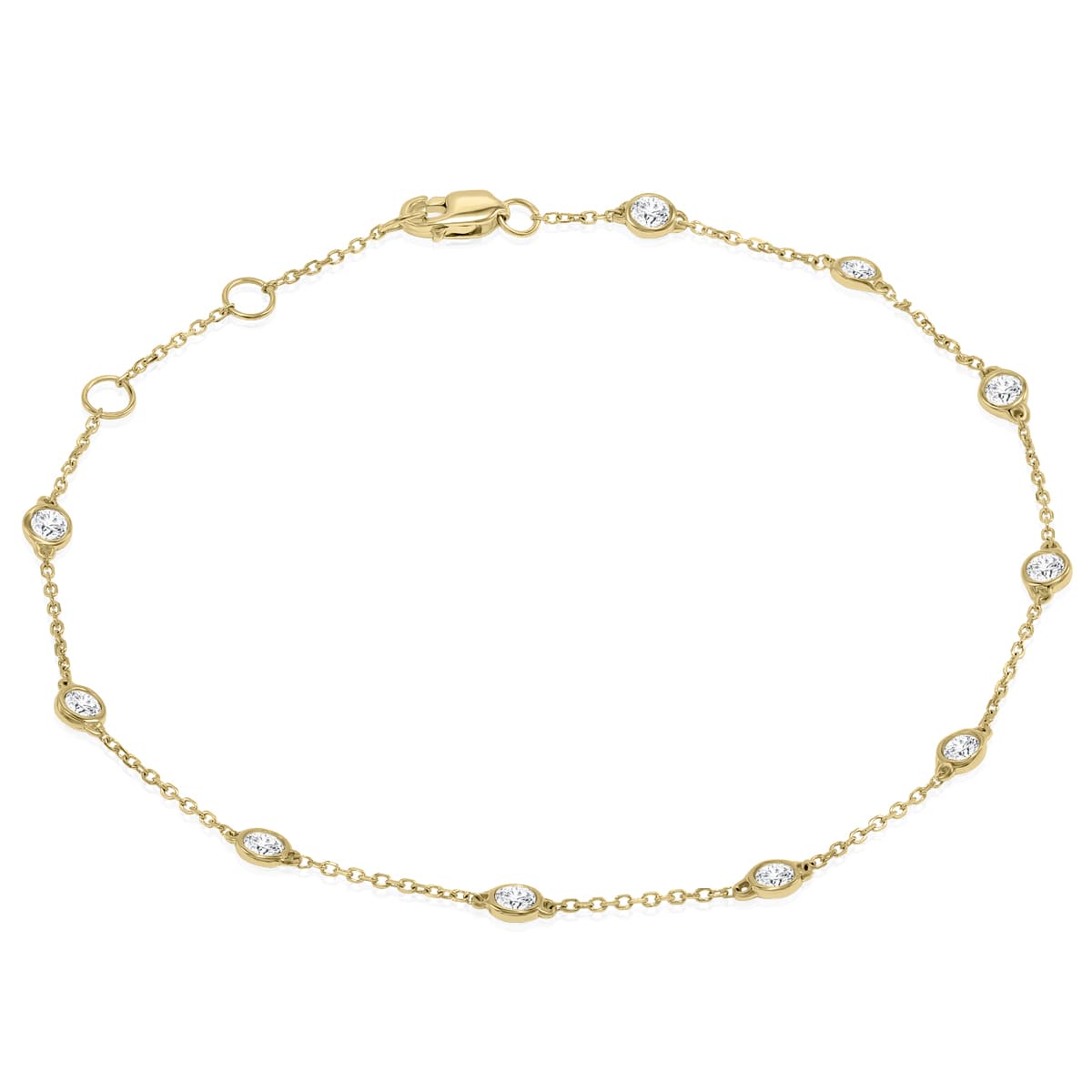 1/2 Carat TW Bezel Set Genuine Diamond Station Bracelet in 14K Yellow Gold