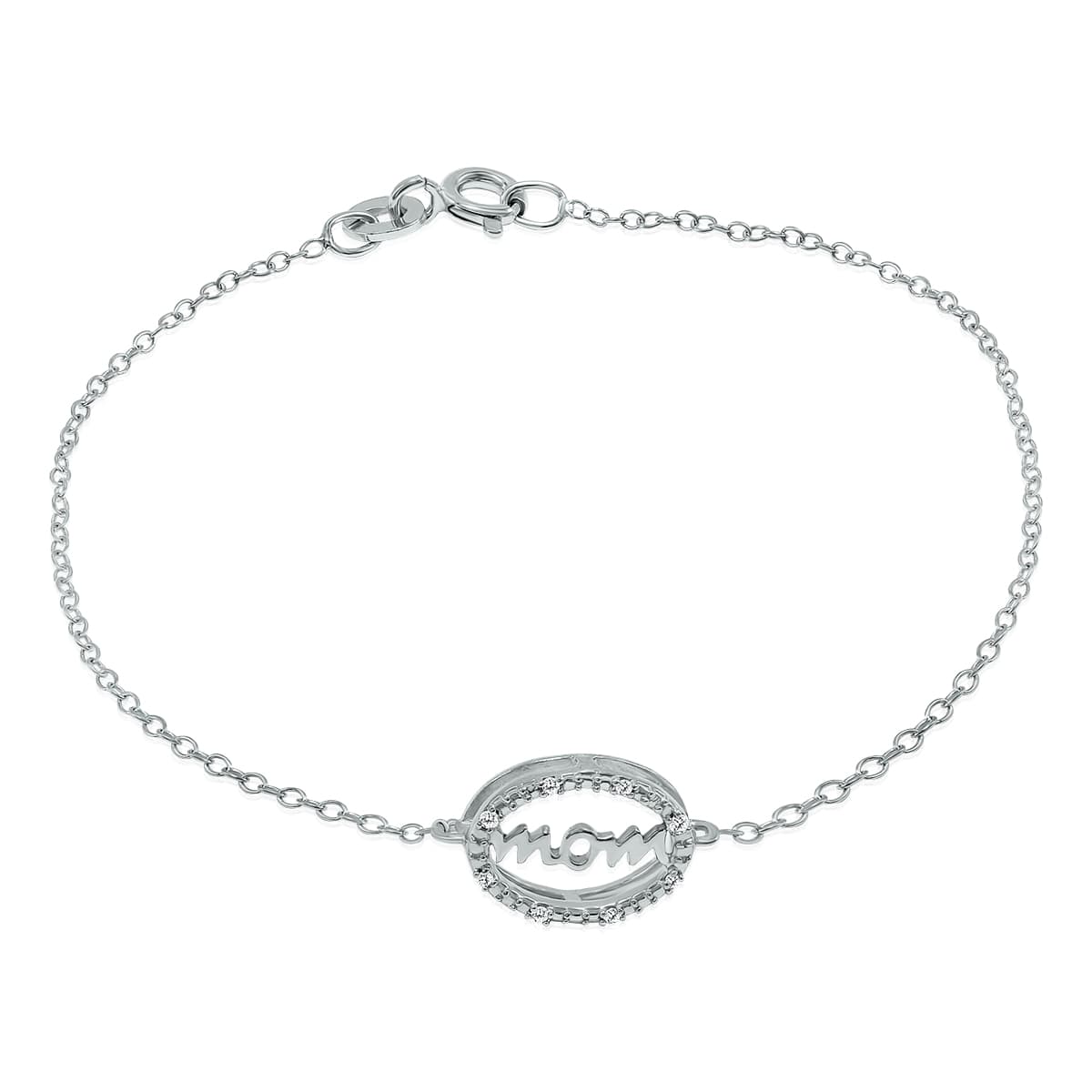 Genuine Diamond MOM Bracelet in.925 Sterling Silver