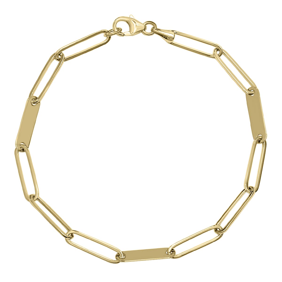 14K Yellow Gold 3.8MM Paperclip Bracelet With Accents and a Lobster Clasp
