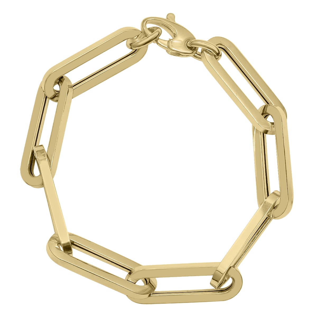 14K Yellow Gold Chunky Paperclip Bracelet With a Lobster Clasp