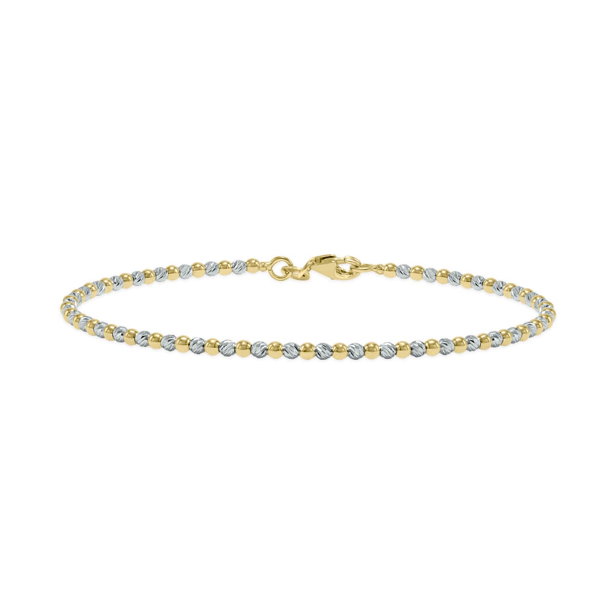 14K Gold Two Tone Pallina Bead Bracelet with Lobster Clasp