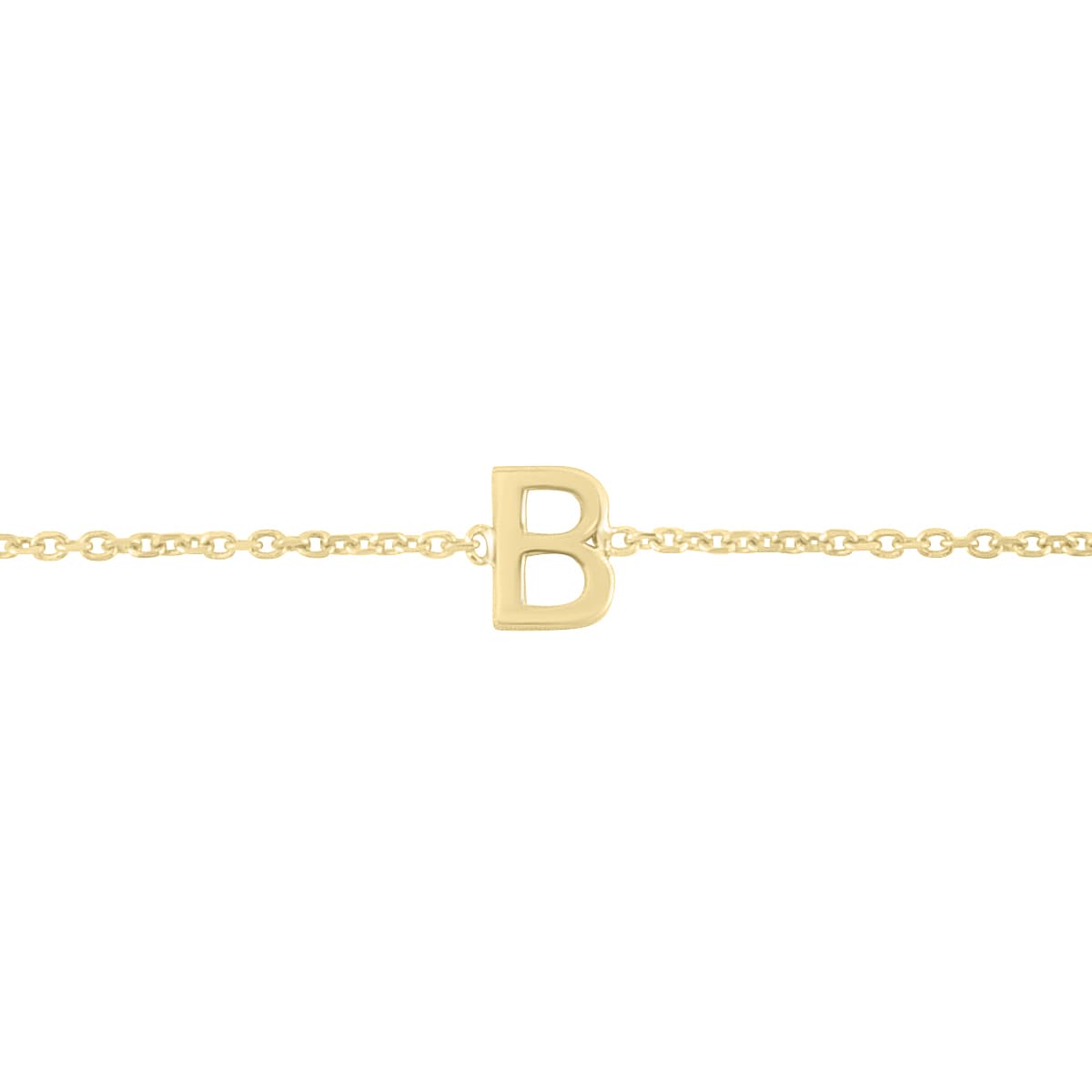 14K Solid Yellow Gold B Mini Initial Bracelet