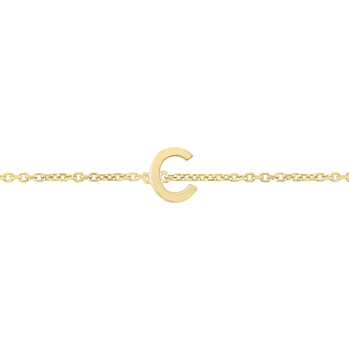 14K Solid Yellow Gold C Mini Initial Bracelet