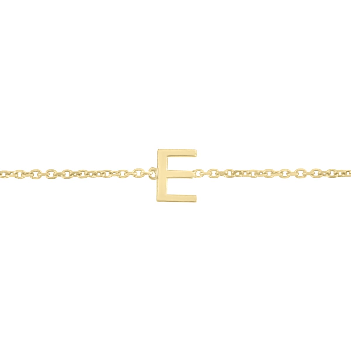 14K Solid Yellow Gold E Mini Initial Bracelet