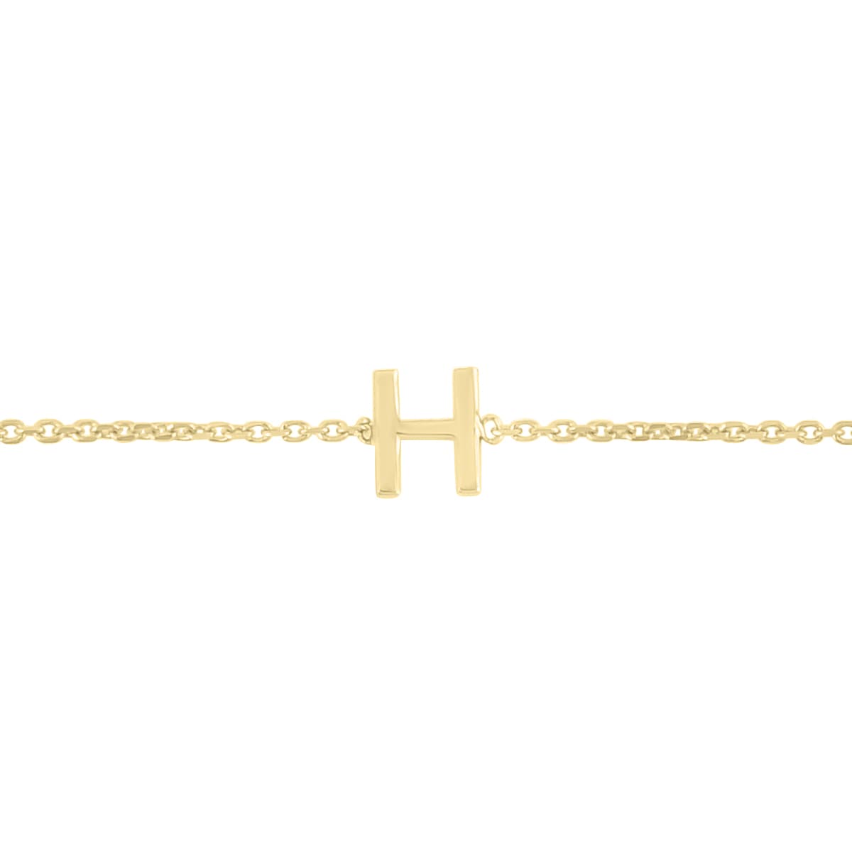 14K Solid Yellow Gold H Mini Initial Bracelet