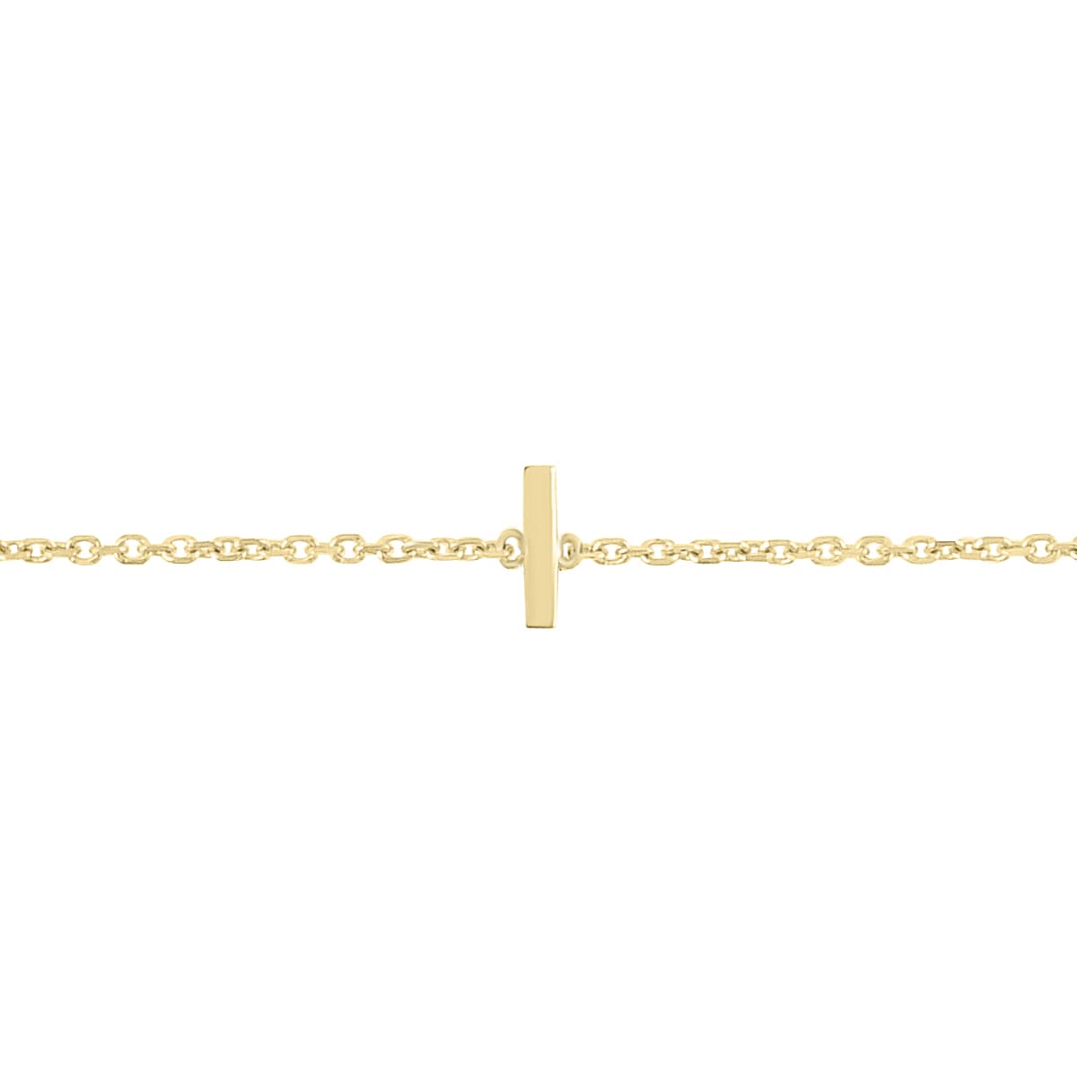 14K Solid Yellow Gold I Mini Initial Bracelet