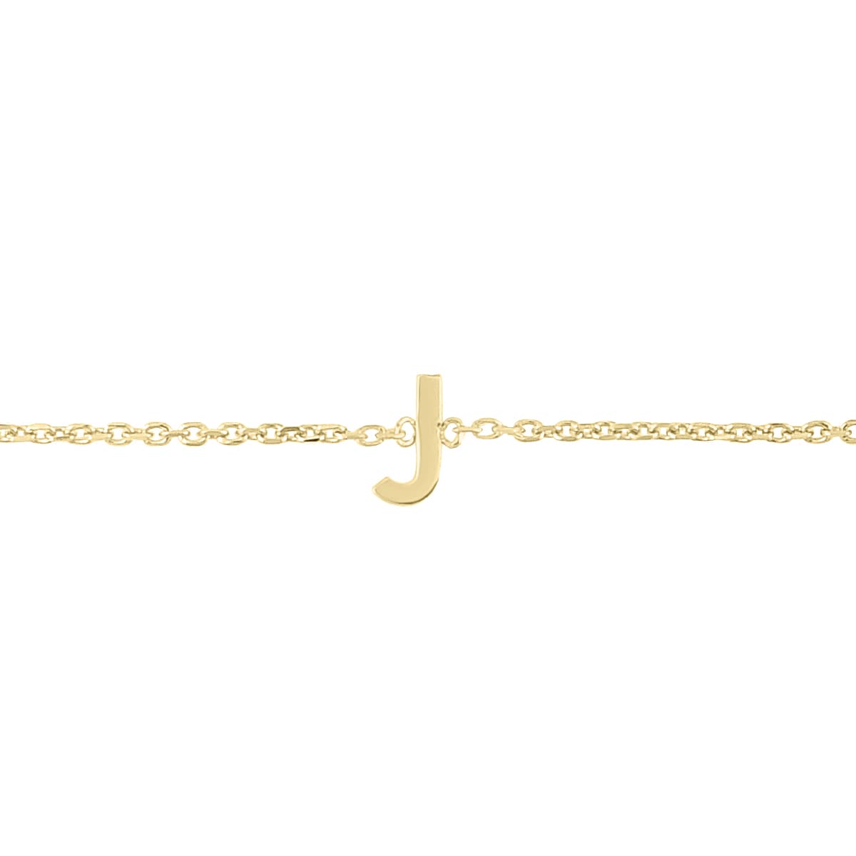 14K Solid Yellow Gold J Mini Initial Bracelet