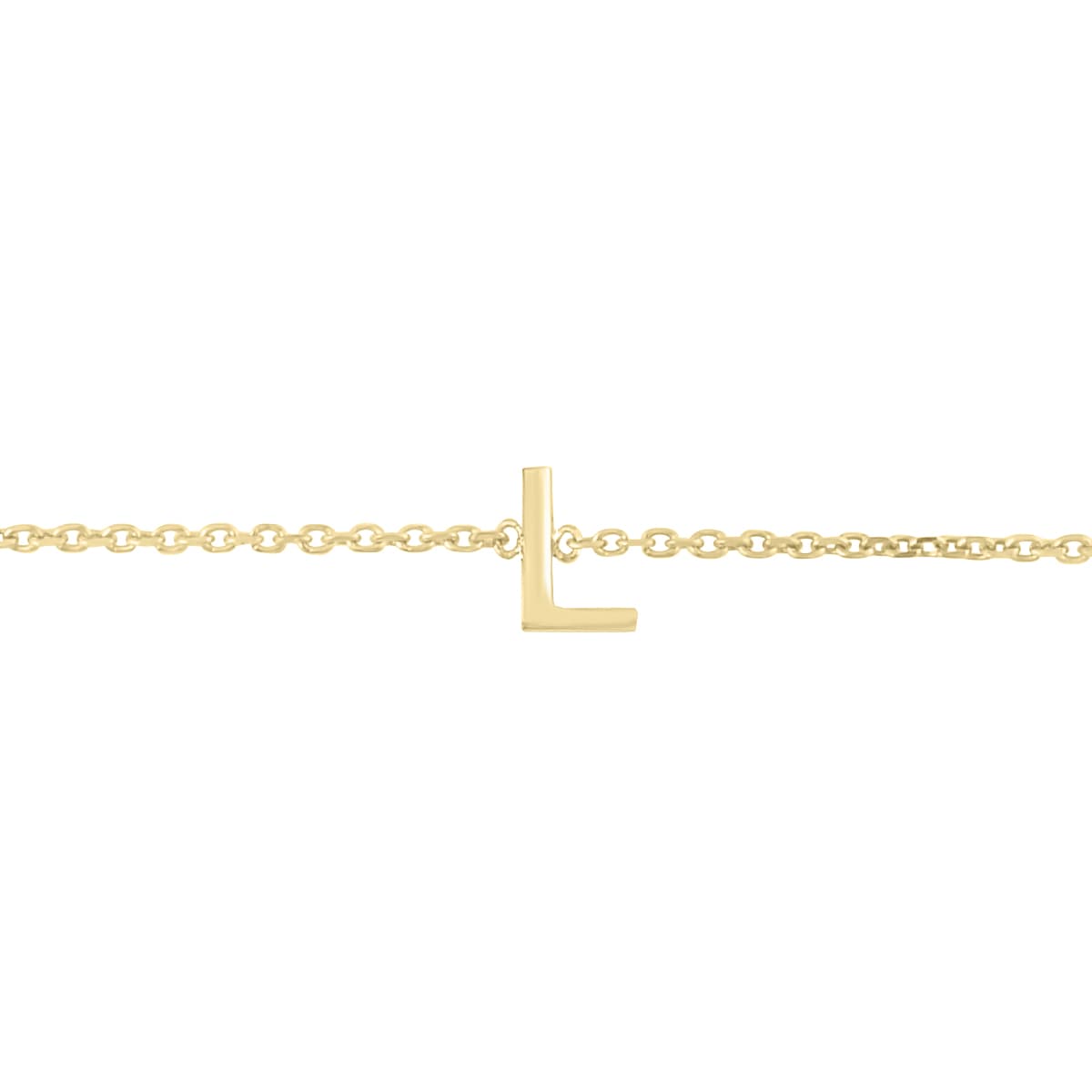 14K Solid Yellow Gold L Mini Initial Bracelet