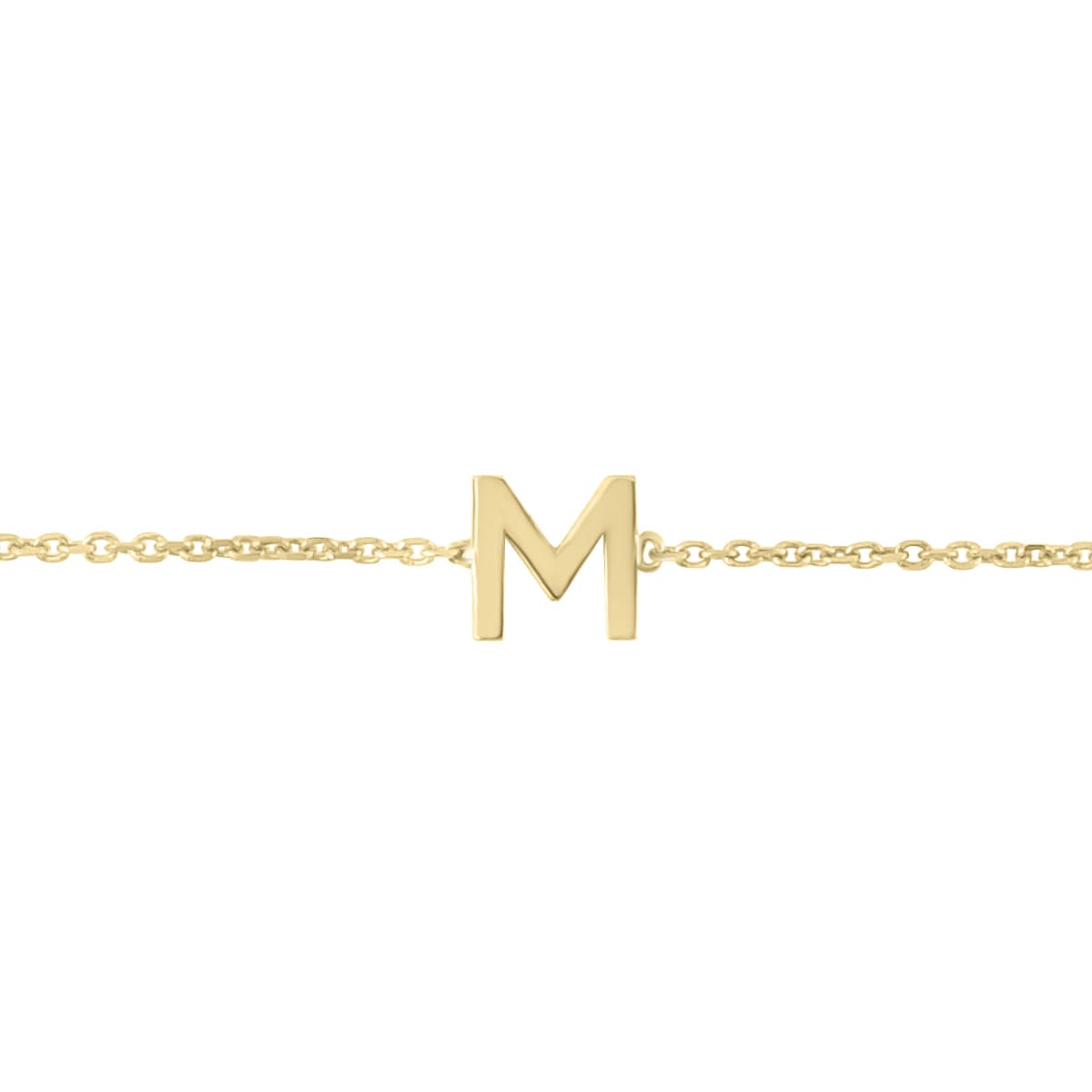14K Solid Yellow Gold M Mini Initial Bracelet