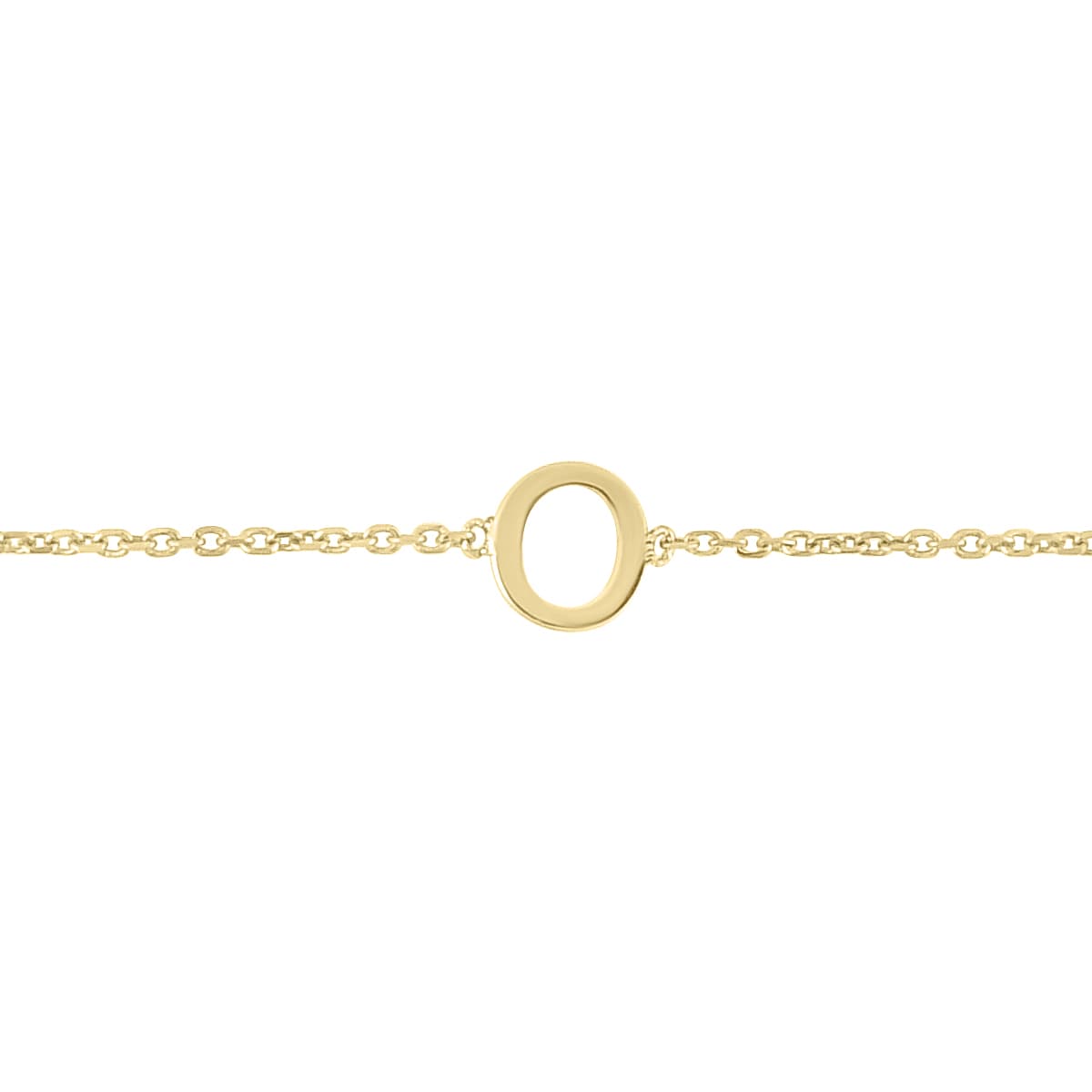14K Solid Yellow Gold O Mini Initial Bracelet