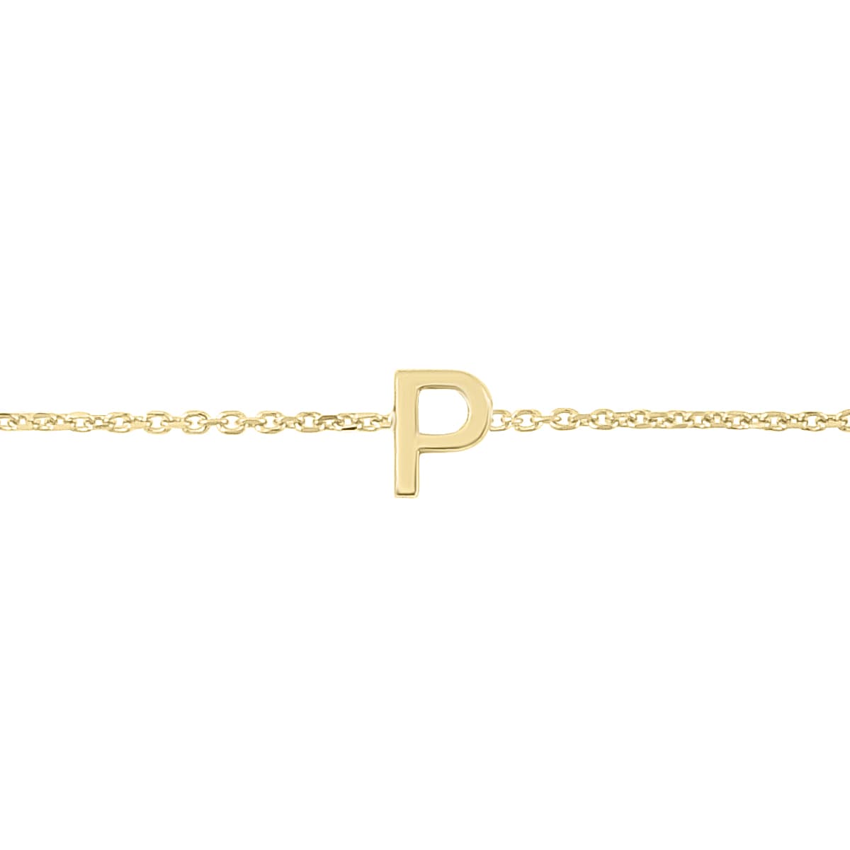 14K Solid Yellow Gold P Mini Initial Bracelet