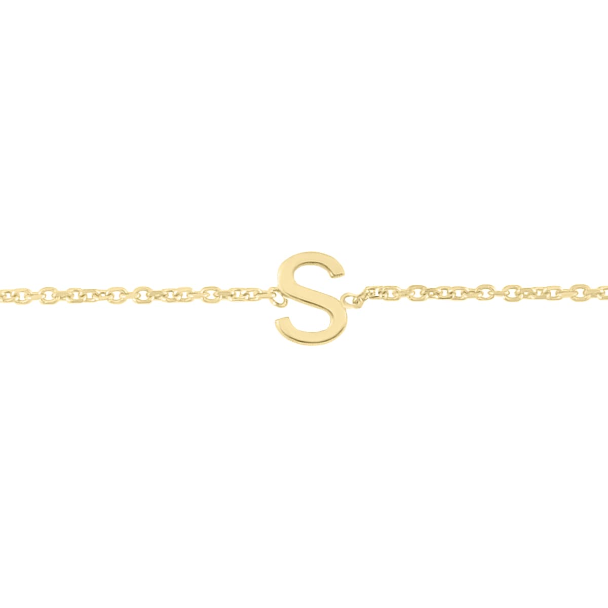 14K Solid Yellow Gold S Mini Initial Bracelet