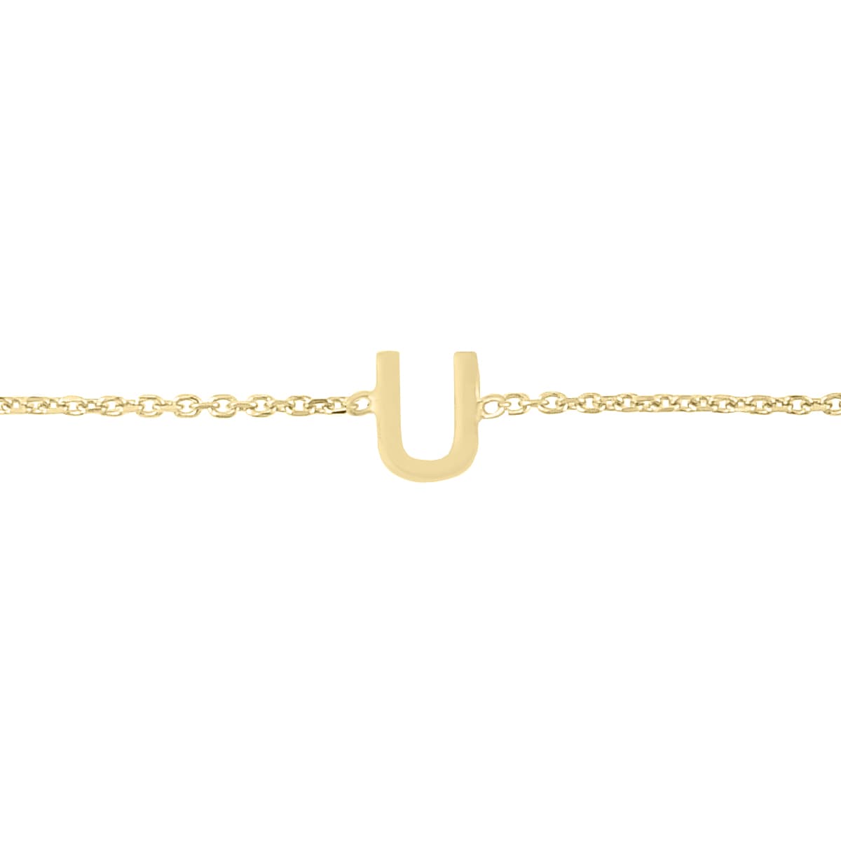 14K Solid Yellow Gold U Mini Initial Bracelet