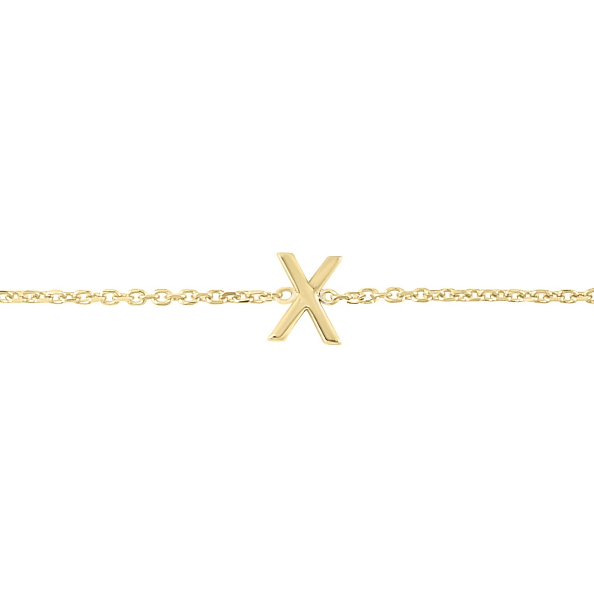 14K Solid Yellow Gold X Mini Initial Bracelet